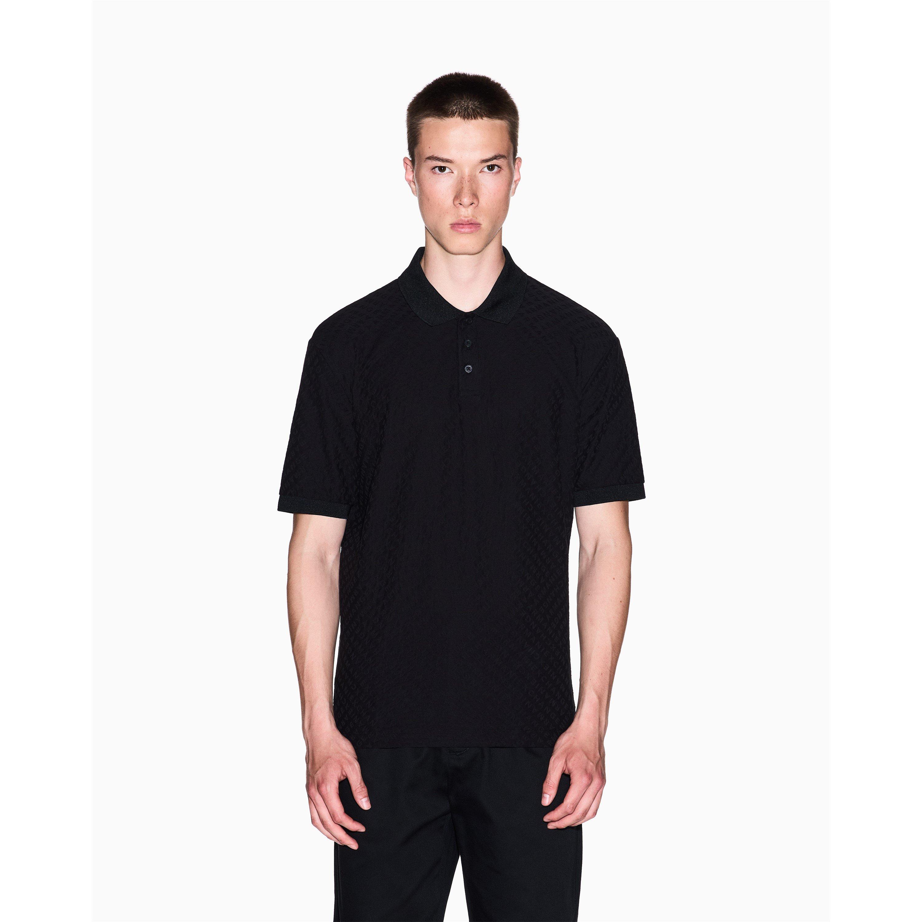 Armani Exchange Men's Short-Sleeve Polo Shirt - Black Aop Fc022 - XL