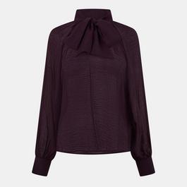 Nobodys Child Women's Tie Neck Long-Sleeve Blouse