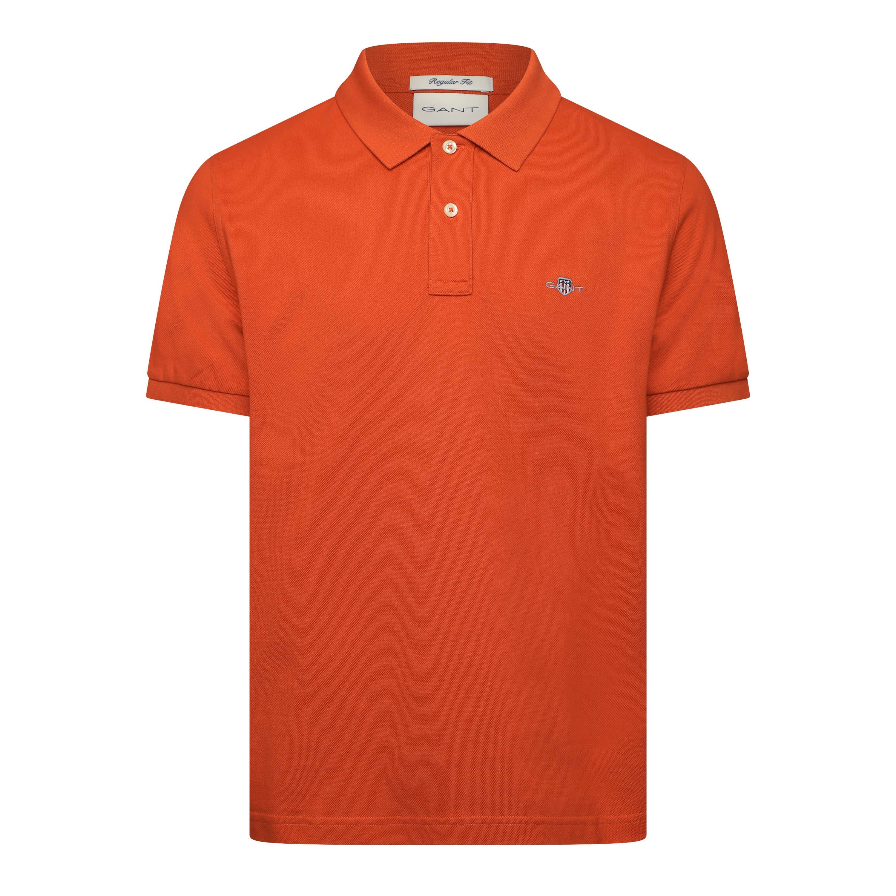 Gant Men's Classic Short-Sleeve Polo Shirt - DEEP ORANGE - L