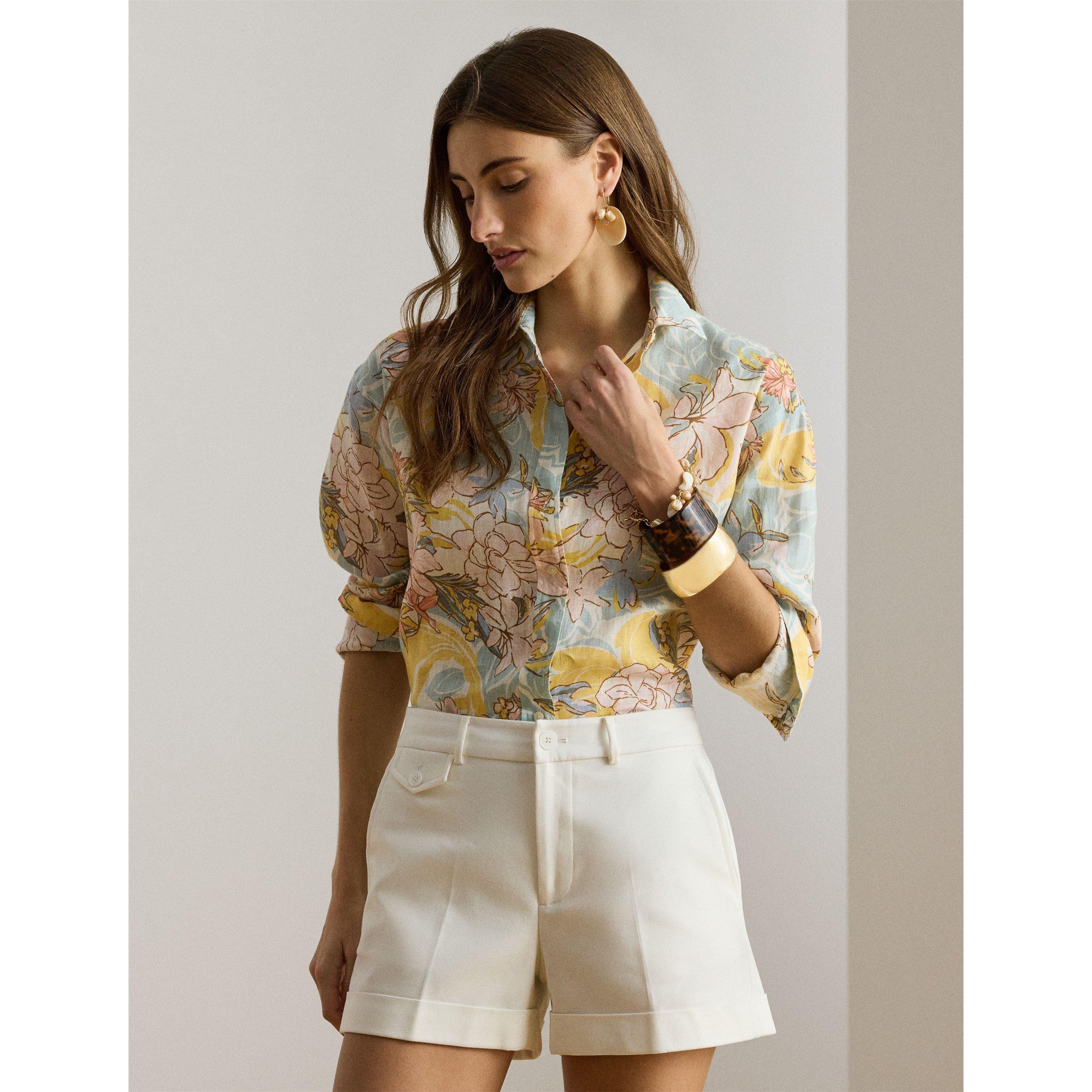 CREAM/BLU MULTI - Lauren by Ralph Lauren - Women's Long Sleeve Blouse - 2