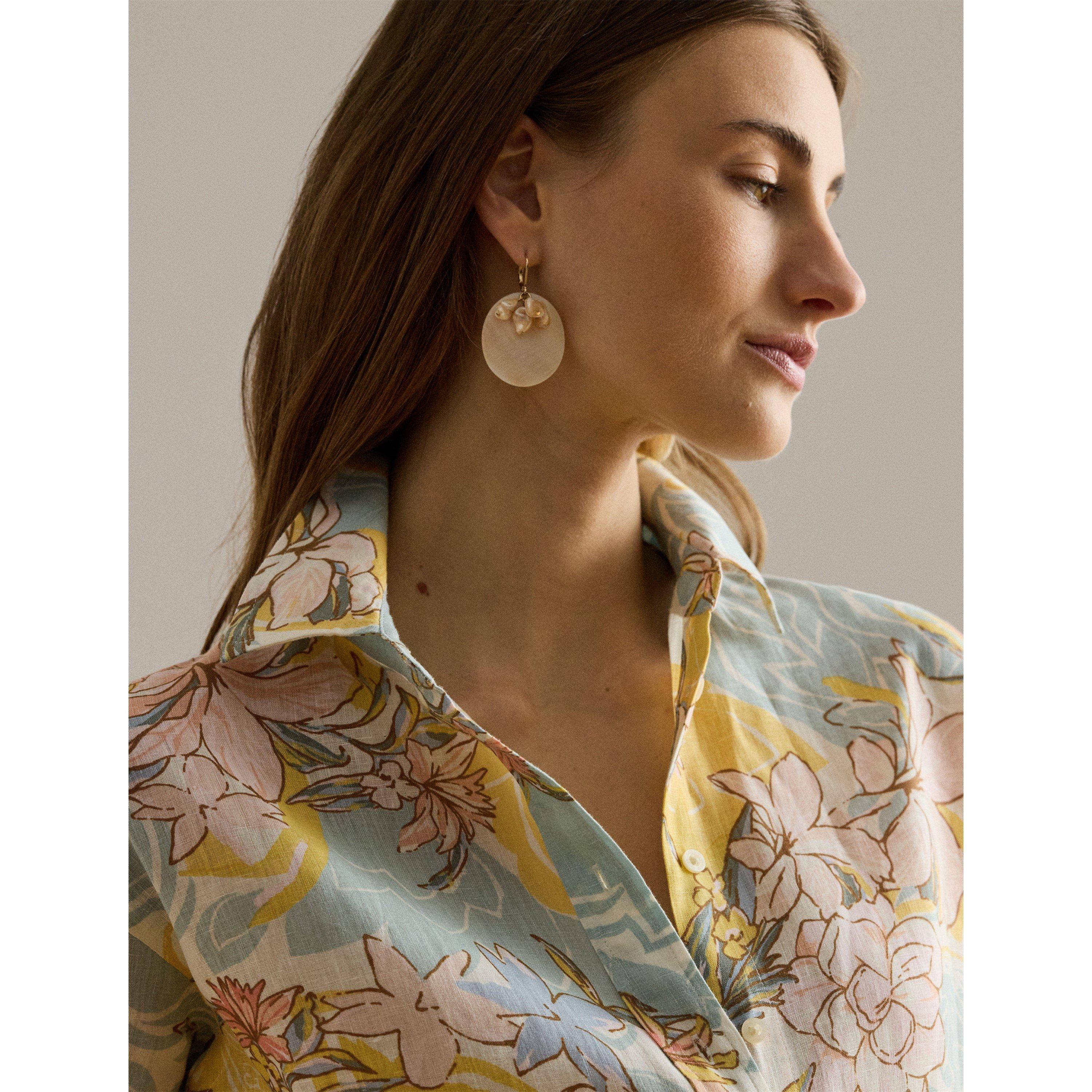 CREAM/BLU MULTI - Lauren by Ralph Lauren - Women's Long Sleeve Blouse - 4