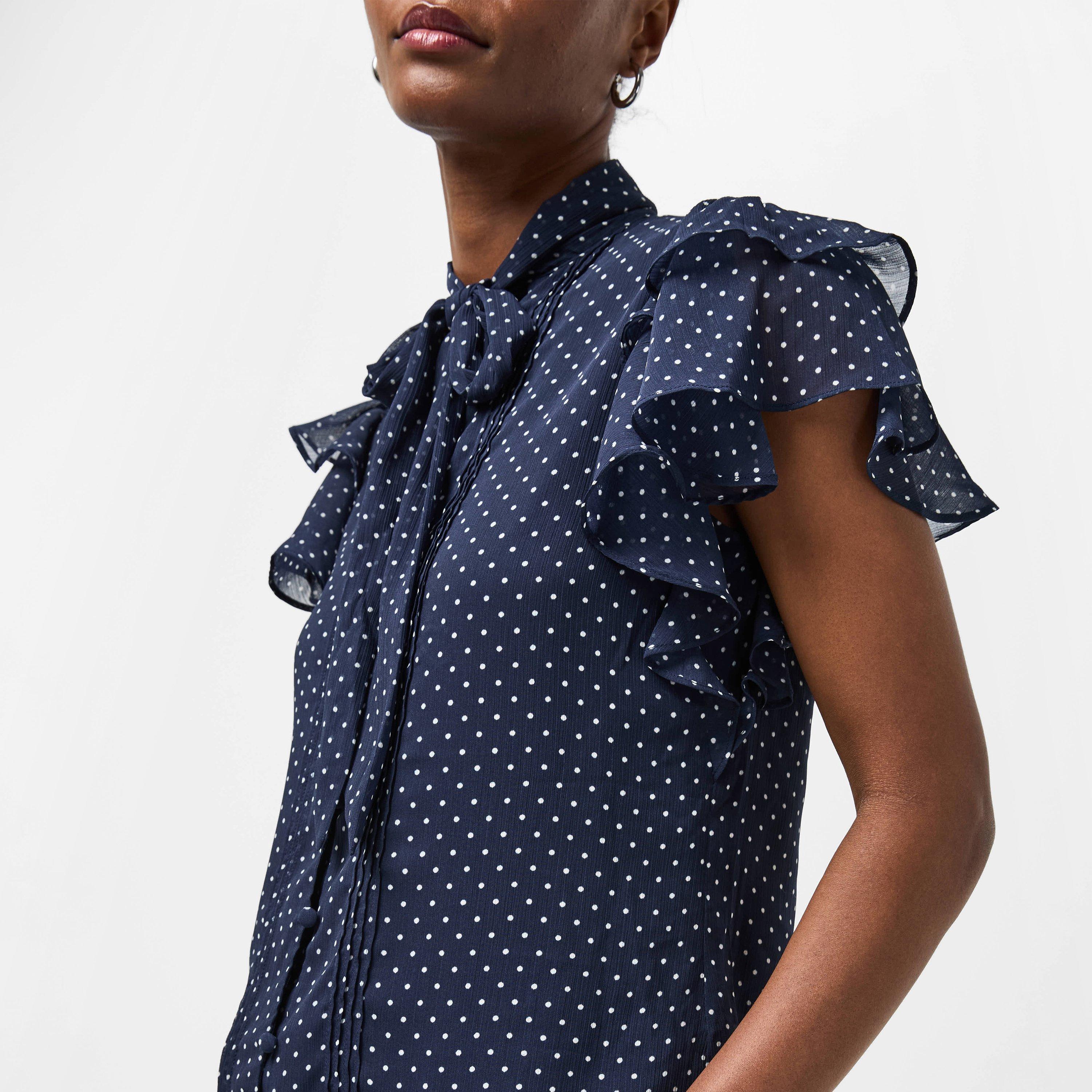 Navy/White - Lauren by Ralph Lauren - Women's Real Leather Long Sleeve Blouse - 5