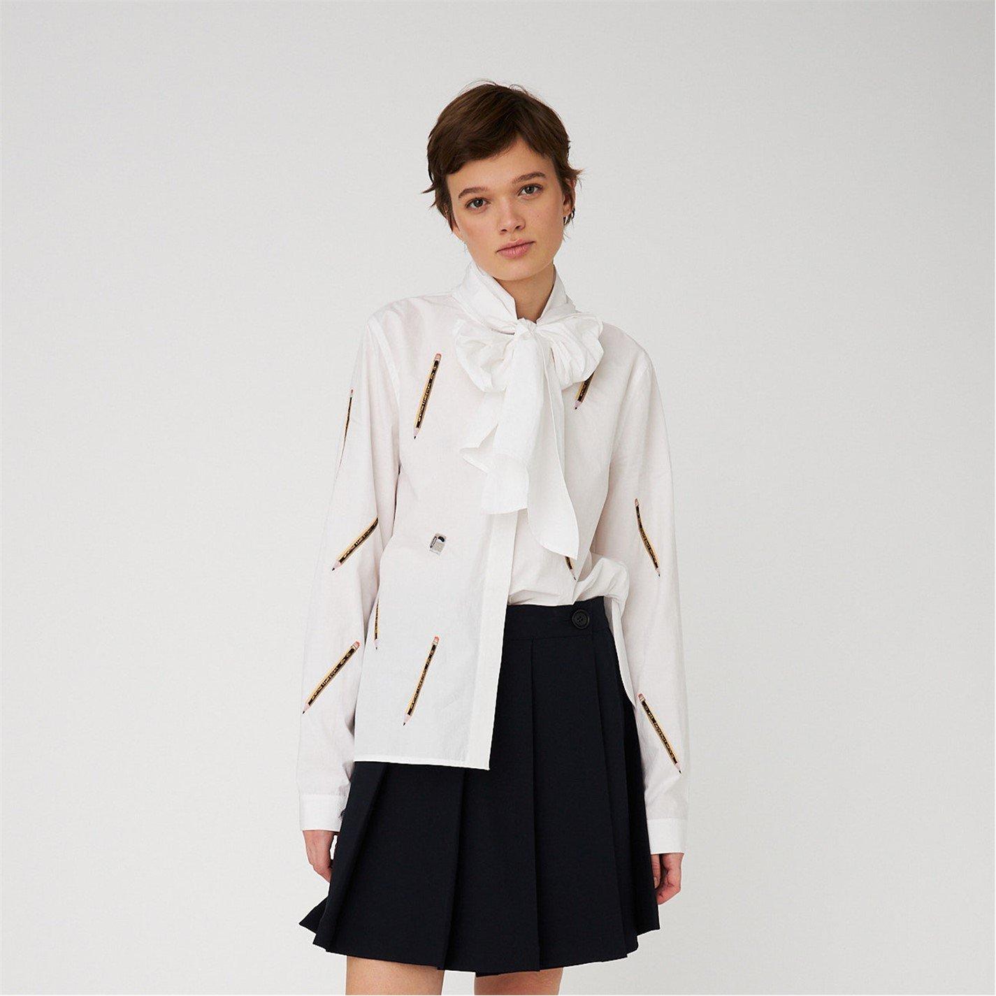 001 White - Stella Nova - Stella Nova Embroidered Bow Shirt White - 4