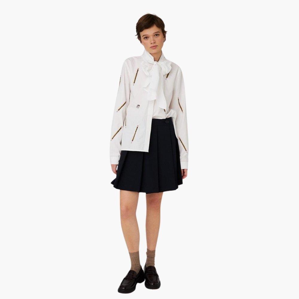 001 White - Stella Nova - Stella Nova Embroidered Bow Shirt White - 5