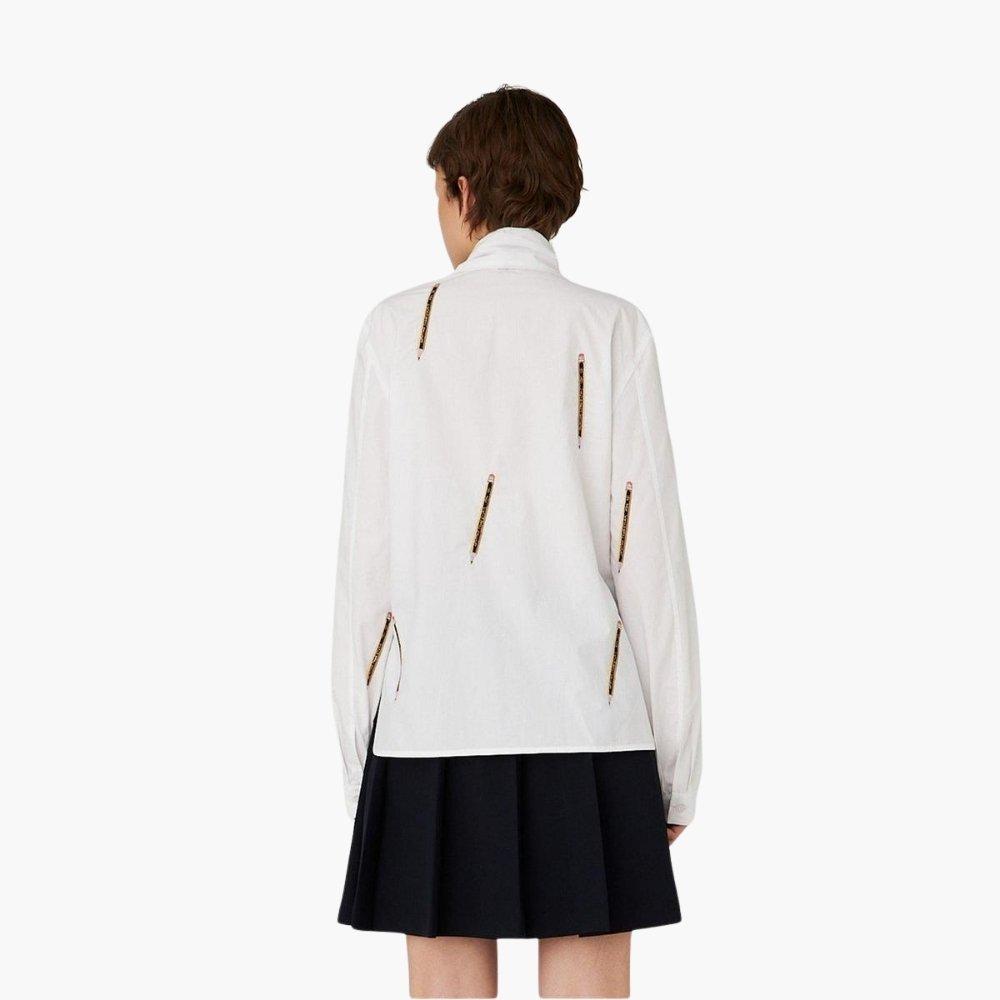 001 White - Stella Nova - Stella Nova Embroidered Bow Shirt White - 6
