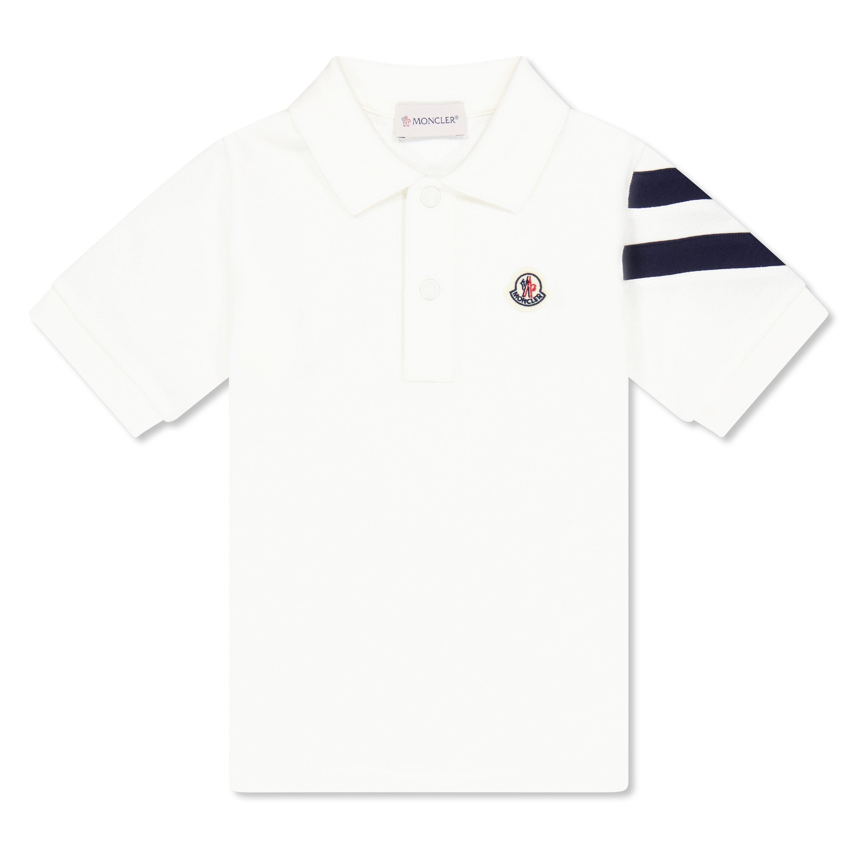 Moncler Logo Polo Top Juniors - White 034 - Size 10Y
