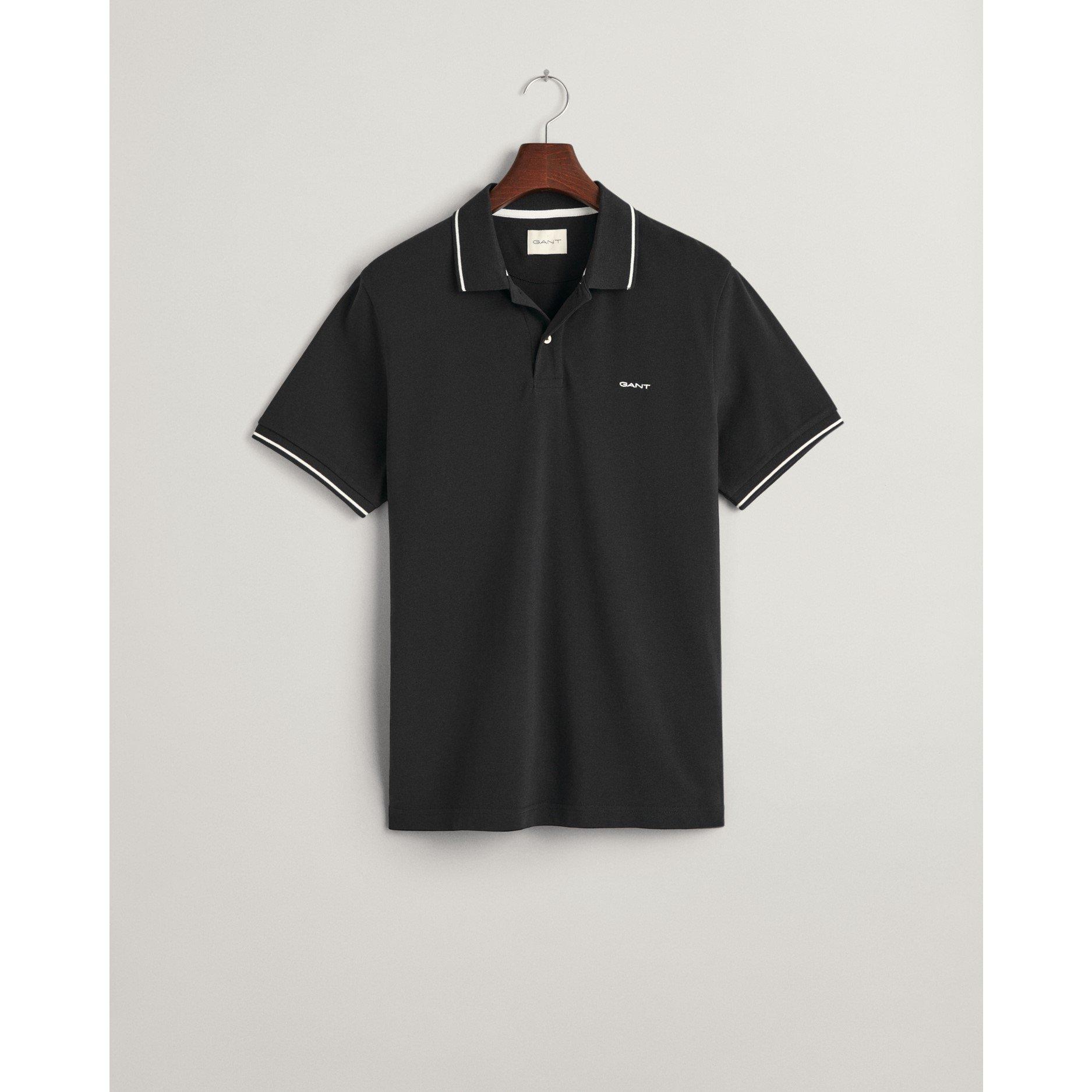 Black 005 - Gant - Tipped Pique Polo Shirt - 5