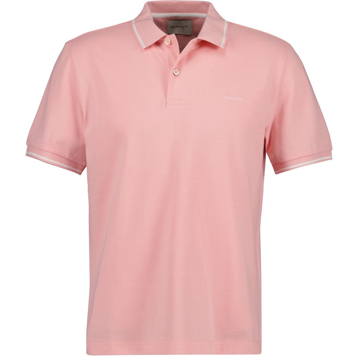 Gant Men's Tipped Pique Polo Shirt - Bbblgm Pink 671 - L