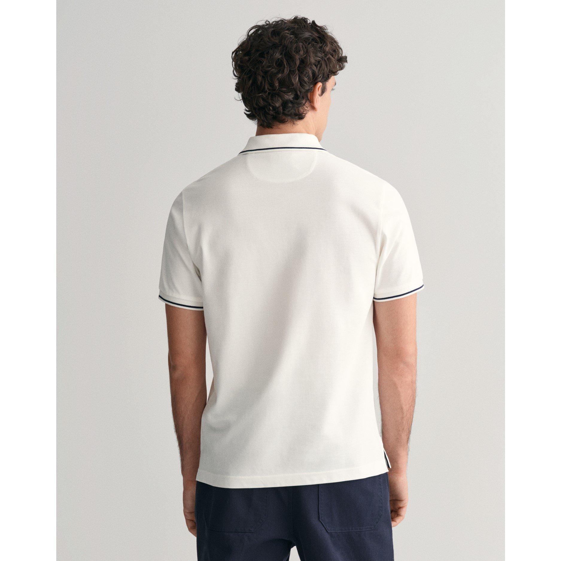 White 110 - Gant - Tipped Pique Polo Shirt - 2