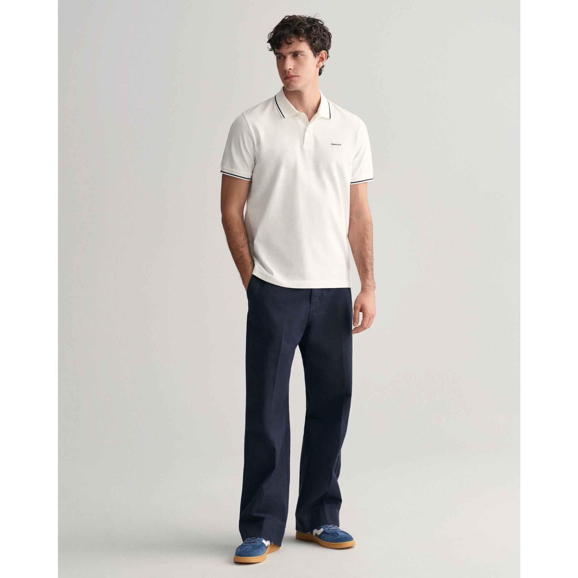 White 110 - Gant - Tipped Pique Polo Shirt - 3