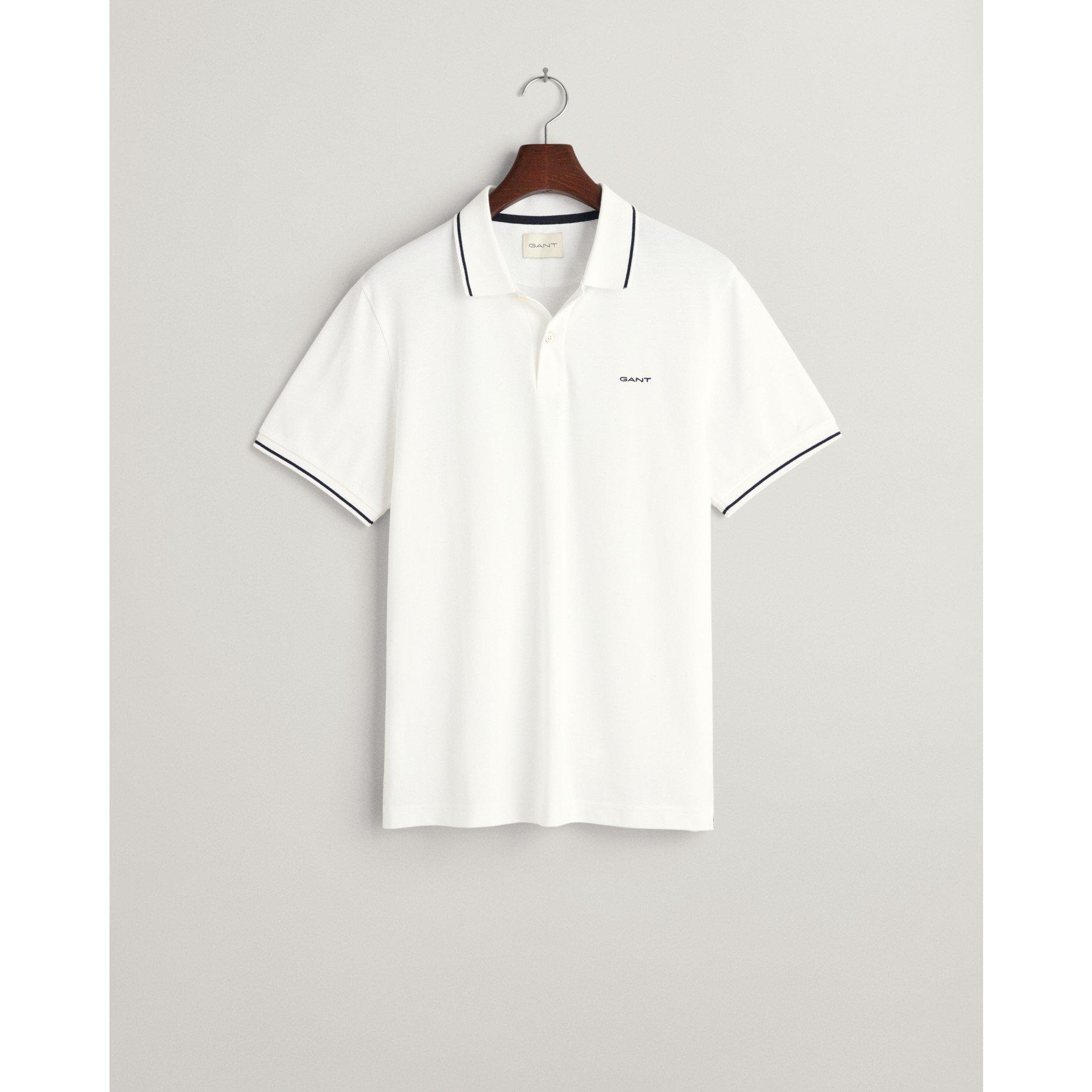 White 110 - Gant - Tipped Pique Polo Shirt - 5