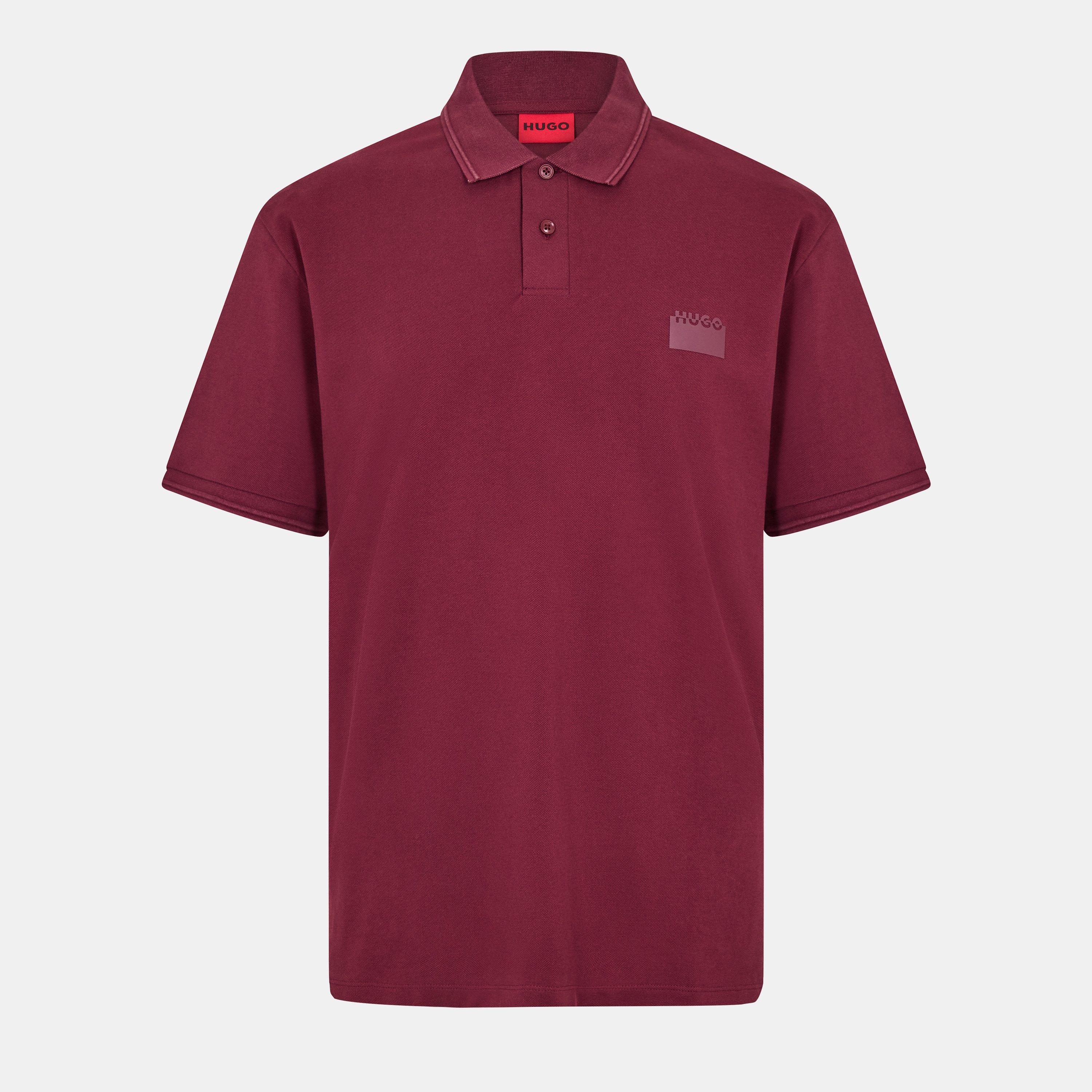 Dark Red 602 - Hugo - Men's Delastolo Red Cotton Short Sleeve Polo Shirt - 1