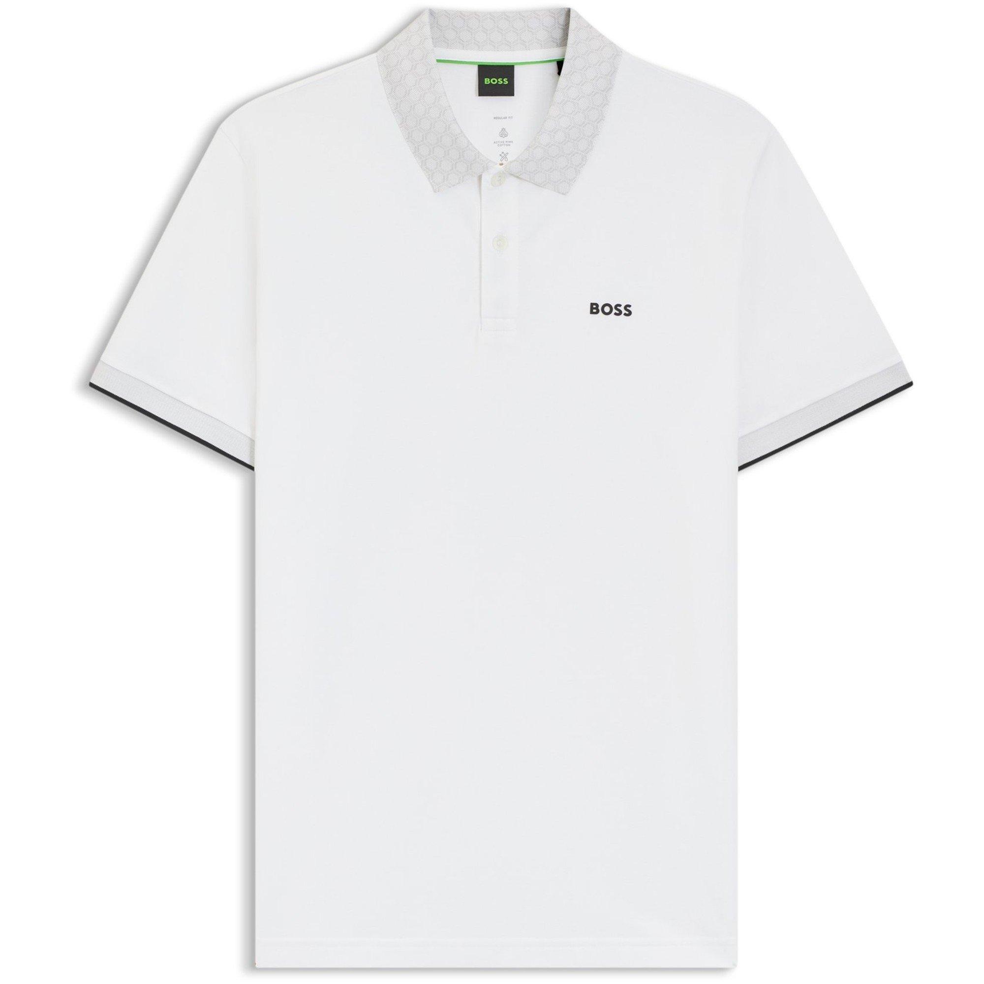 Boss Men's Chip Paddy Cotton Short-Sleeve Polo Shirt - White - M