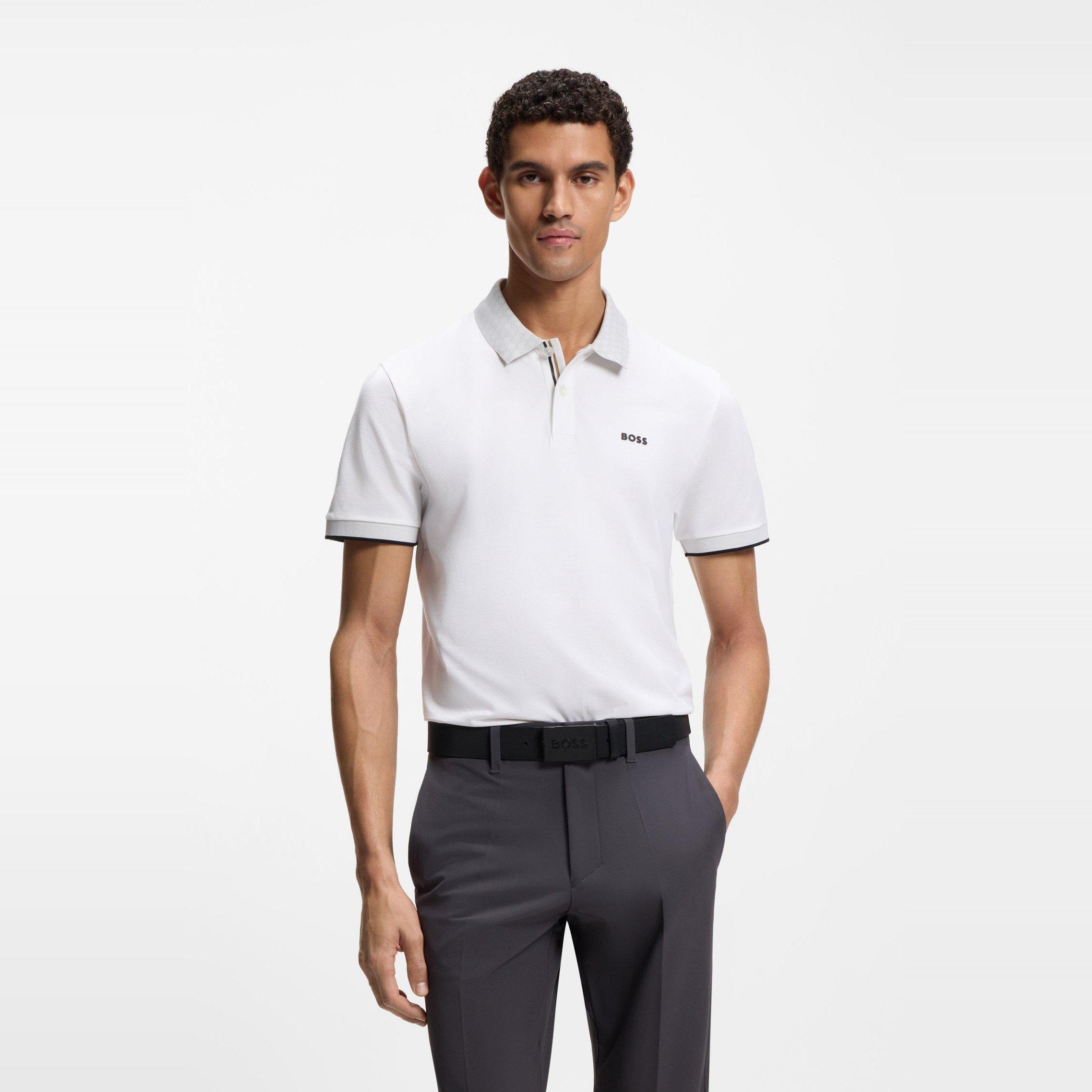 White - Boss - Men's Chip Paddy Cotton Short-Sleeve Polo Shirt - 2
