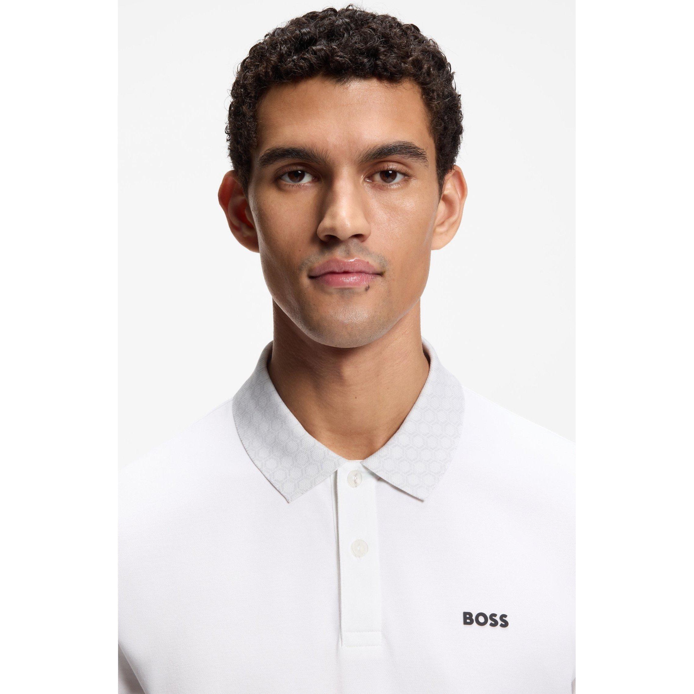 White - Boss - Men's Chip Paddy Cotton Short-Sleeve Polo Shirt - 4