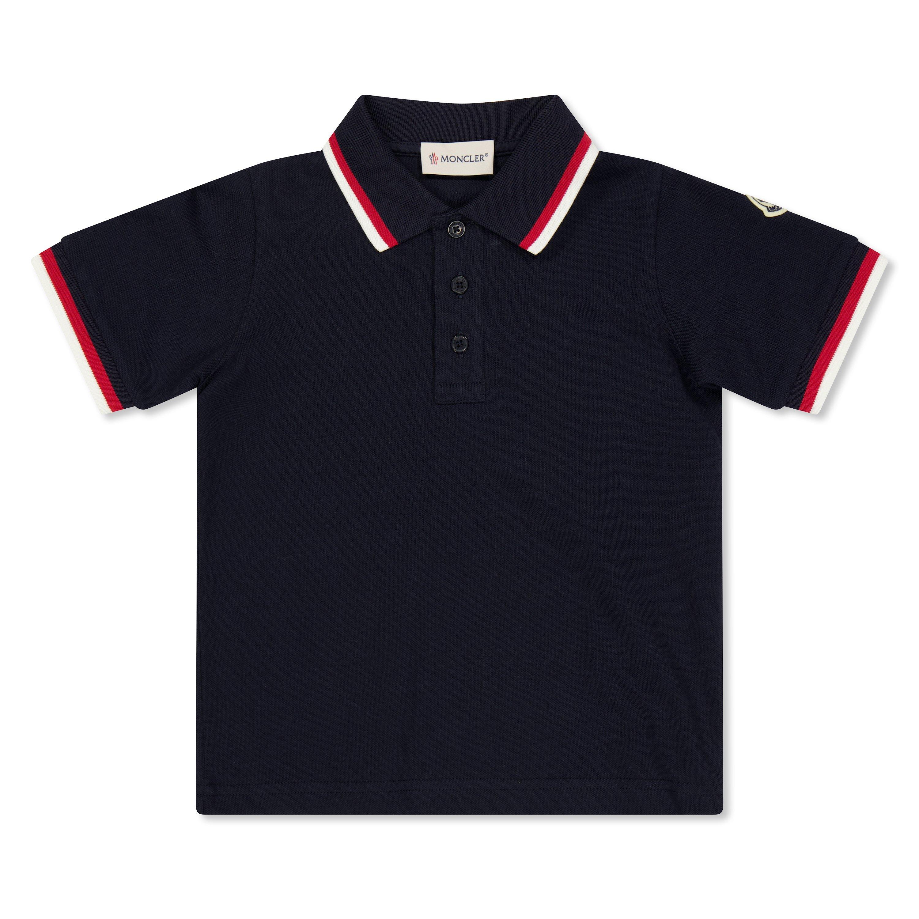 Moncler Kids' Tipped Short Sleeve Polo Shirt - Navy 778 - Size 8Y