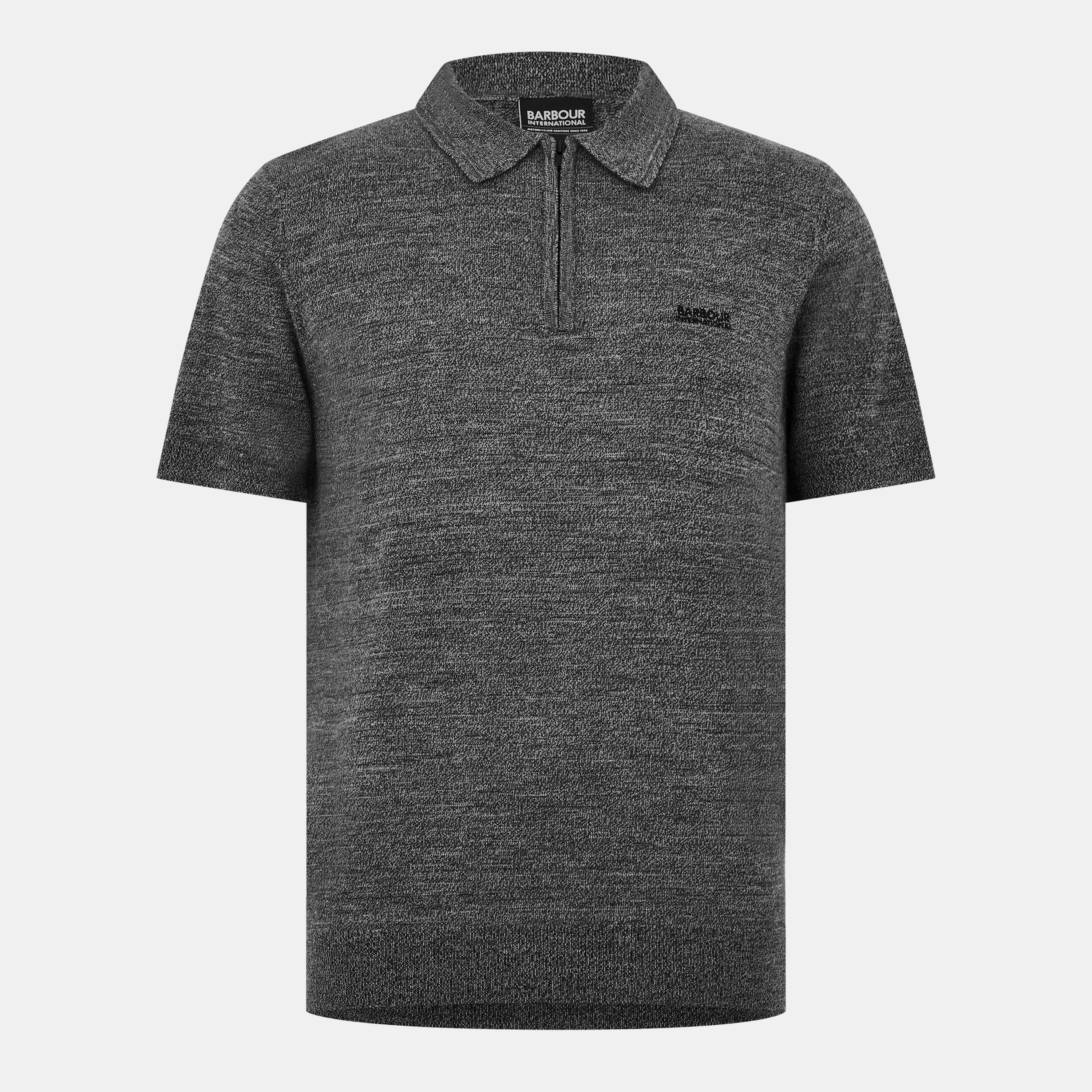 Black - Barbour International - Maverick Mouline Knitted Polo Shirt - 1