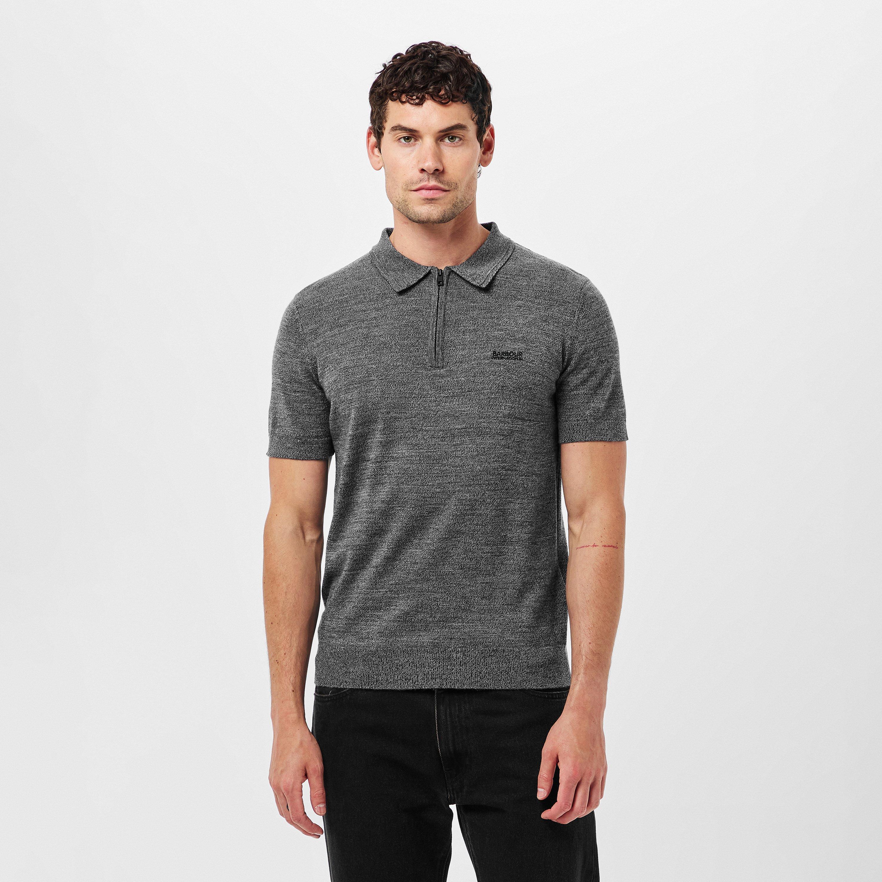 Black - Barbour International - Maverick Mouline Knitted Polo Shirt - 3