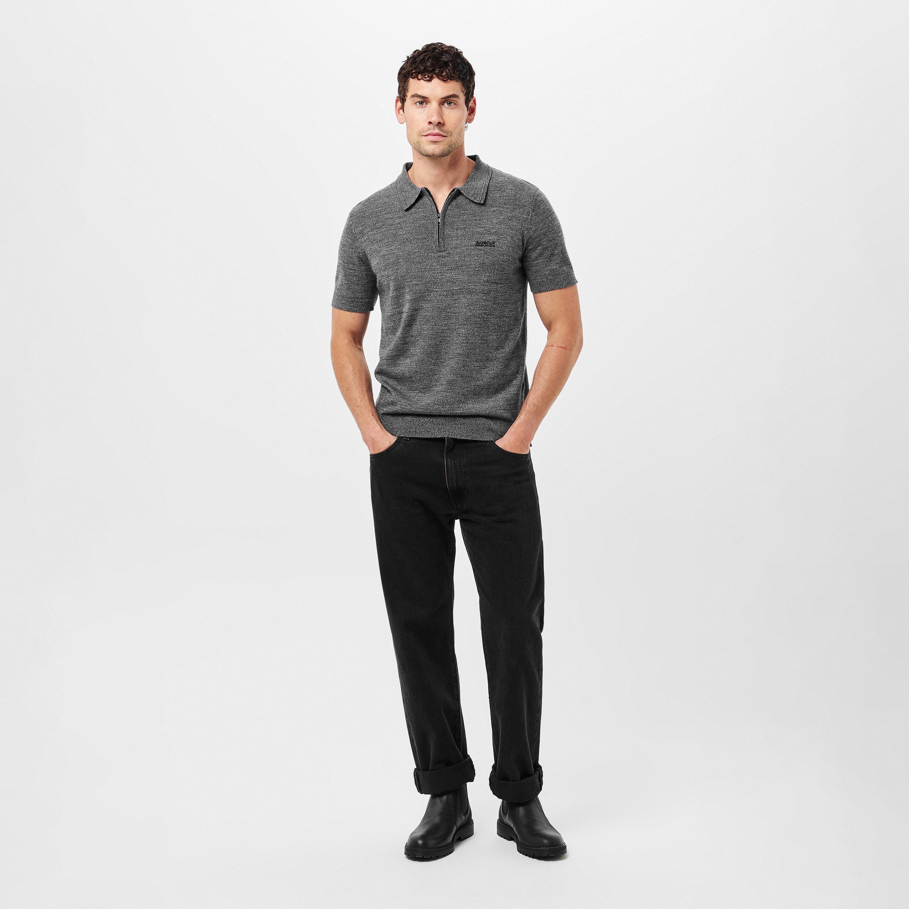 Black - Barbour International - Maverick Mouline Knitted Polo Shirt - 6