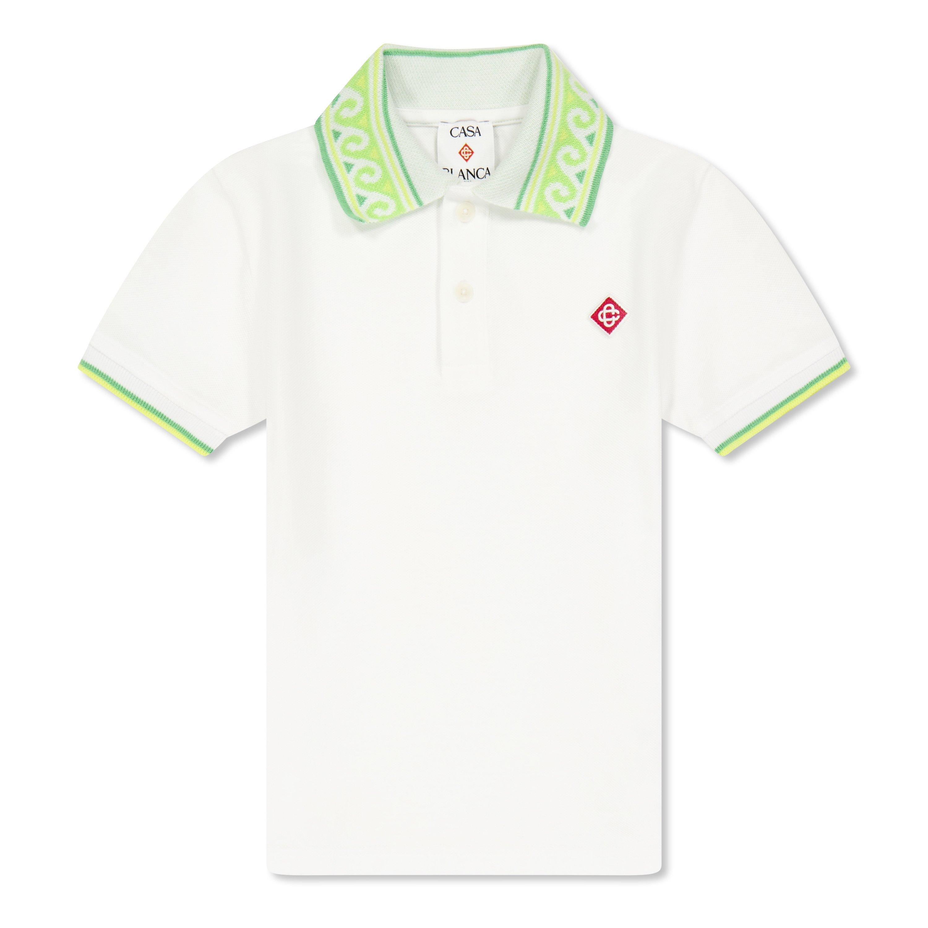 Casablanca Kids' Tip Logo Short Sleeve Polo Shirt - White - Size 13-14Y