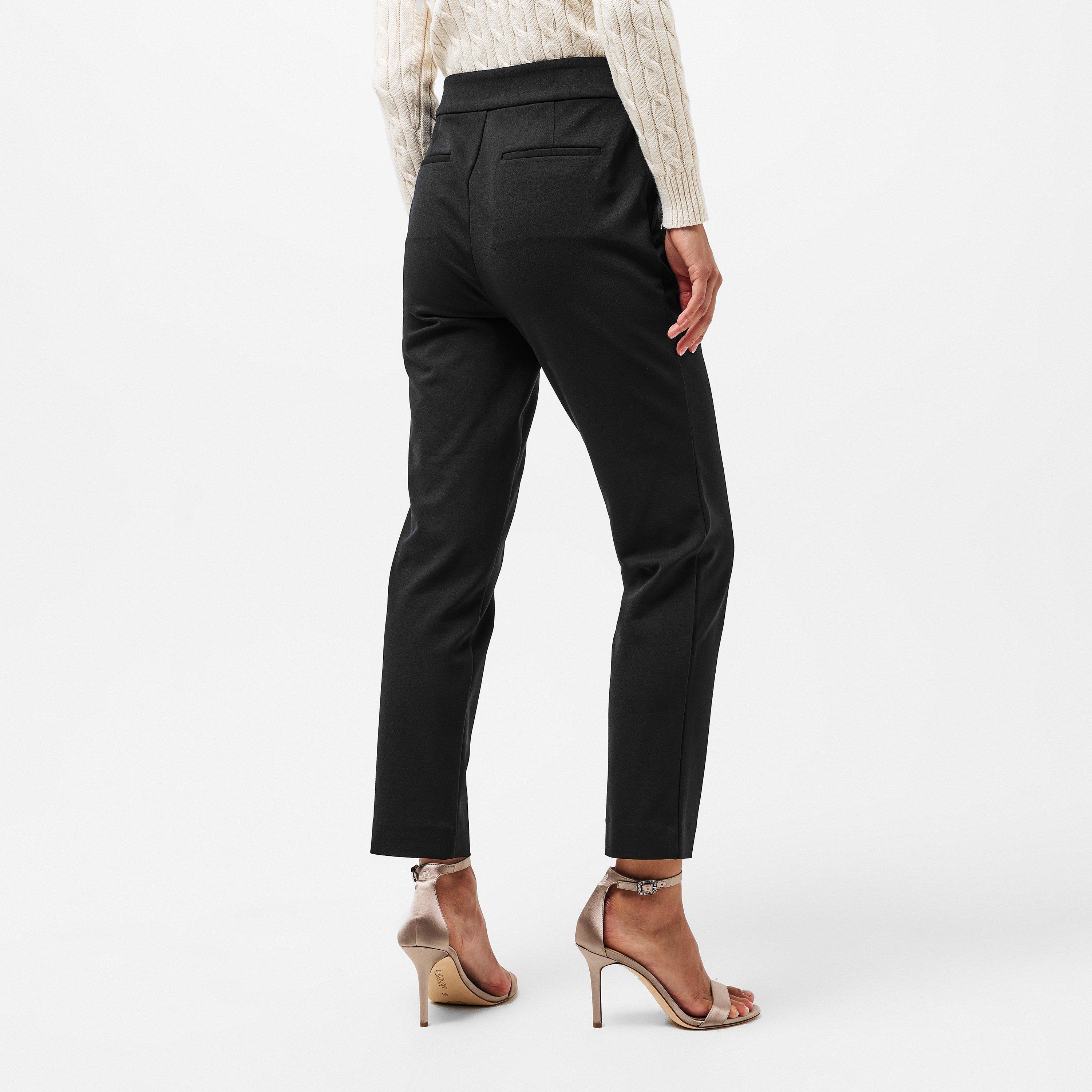 Black - Lauren by Ralph Lauren - Women's Real Leather Zinleah Straight Leg Trouser - 4