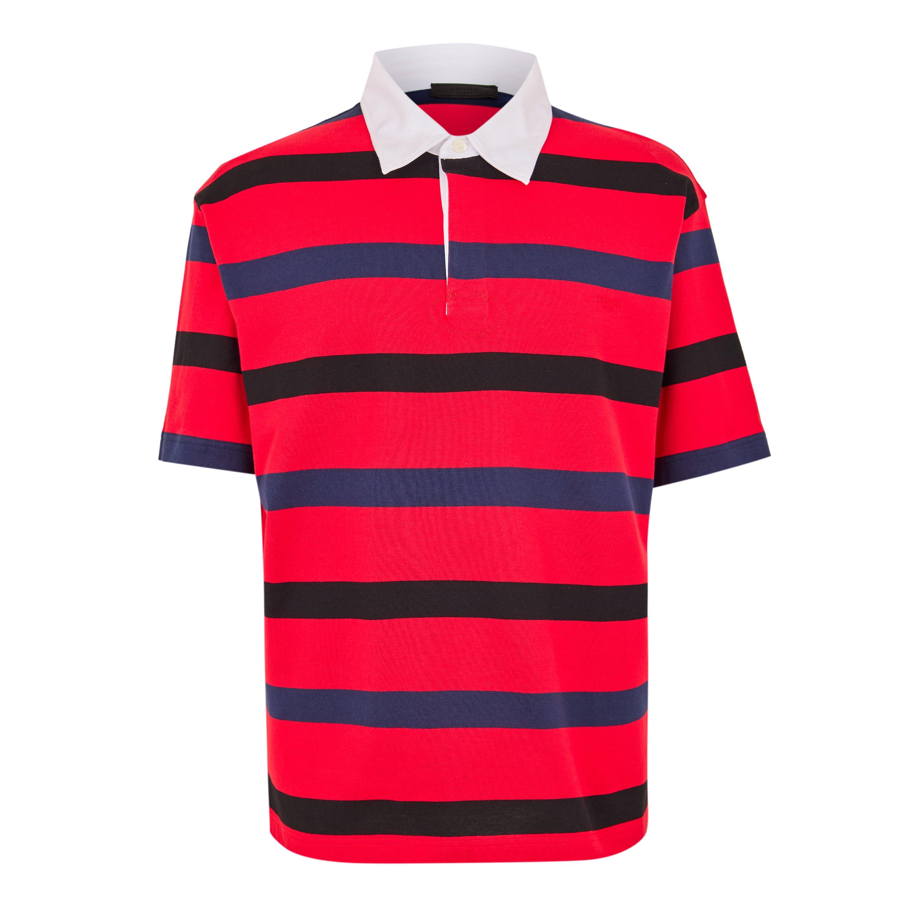 Prada Men's Short Sleeve Polo Shirt - Red - L
