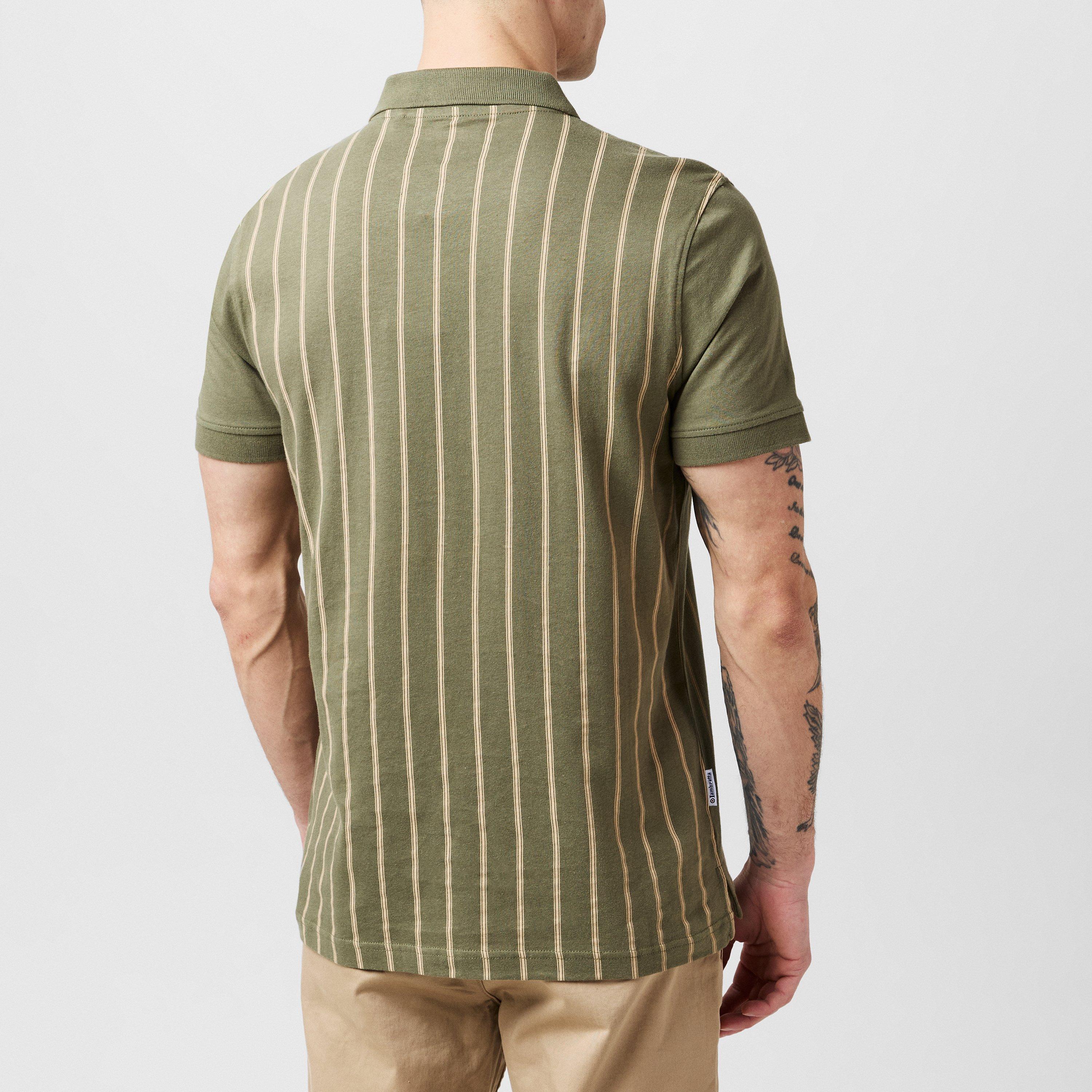 Khaki/Cream - Lambretta - Pinstripe Short-Sleeve Polo Shirt - 3