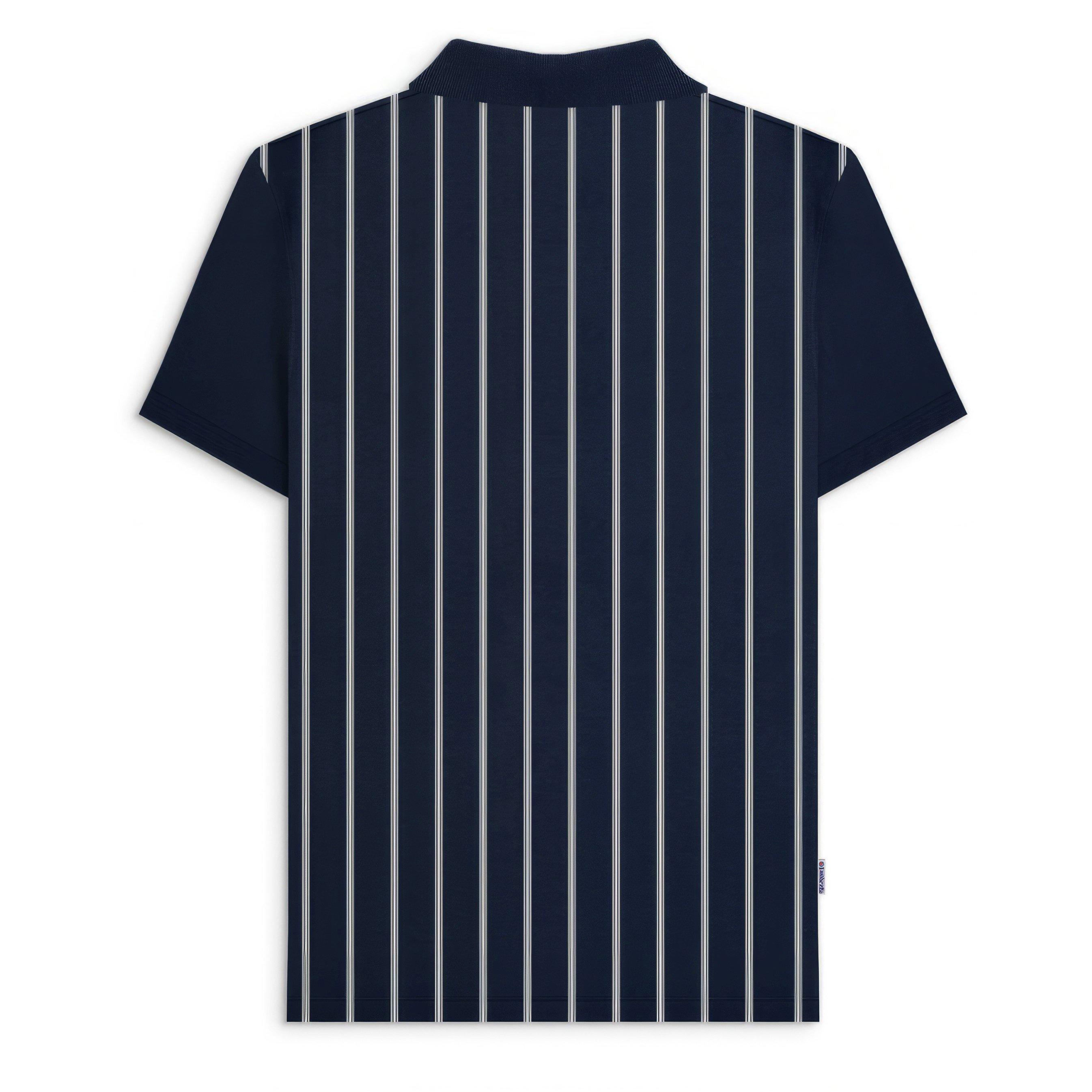 Navy/Hvid - Lambretta - Pinstripe Short-Sleeve Polo Shirt - 2