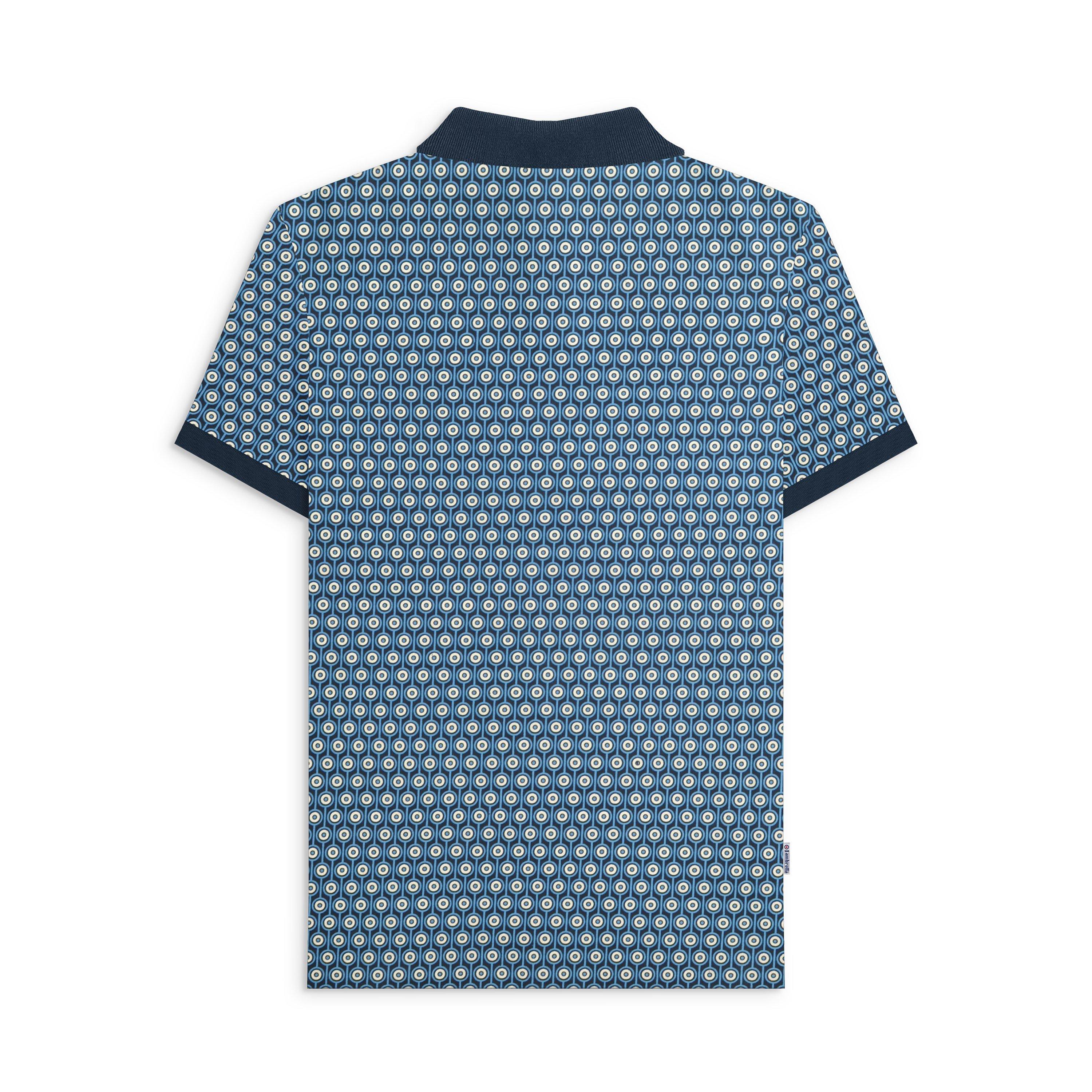 Navy/Silver - Lambretta - Geo Short-Sleeve Polo Shirt - 2