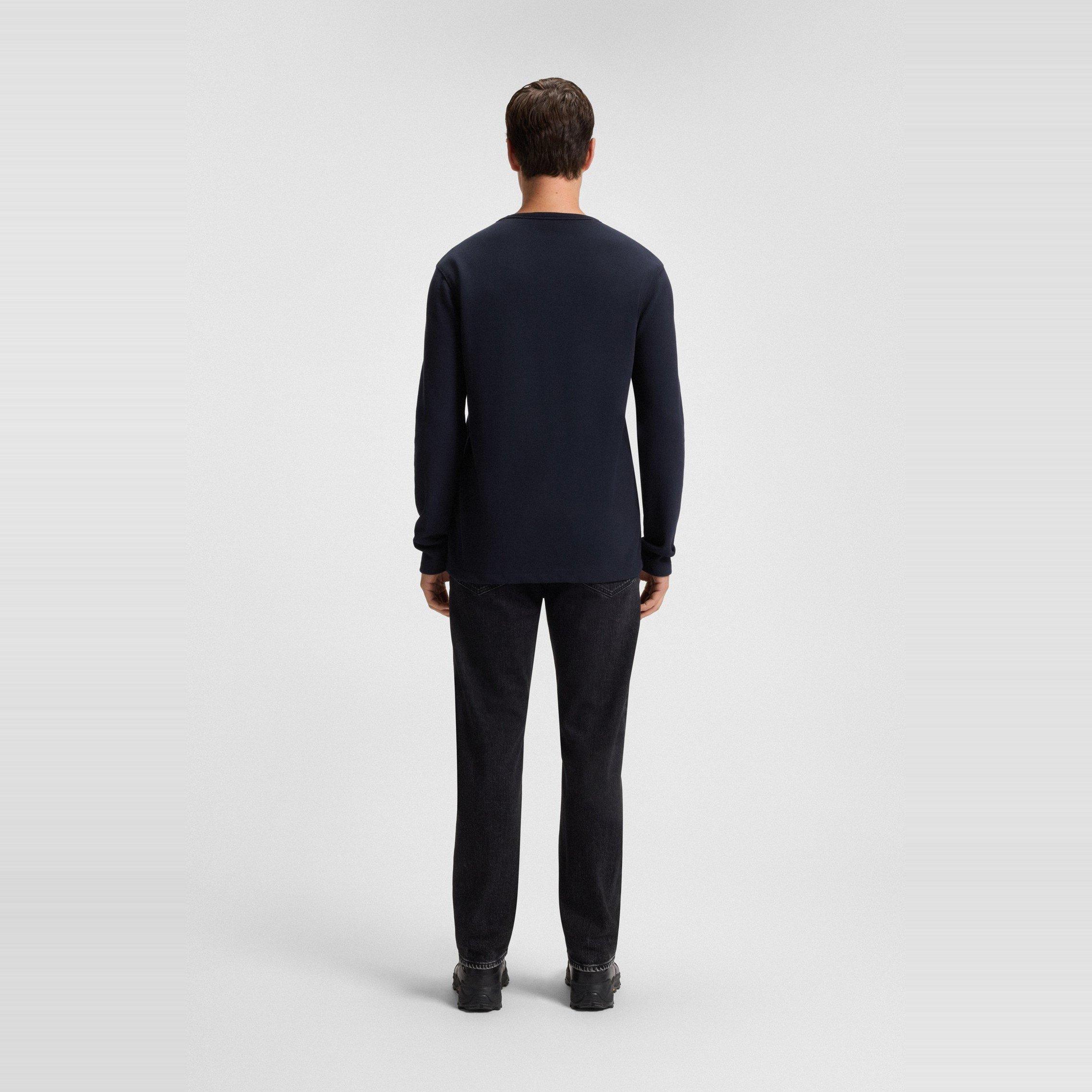 Dark Blue - Boss - Men's Tempesto Long-Sleeve Cotton Crew-Neck Polo Shirt - 3