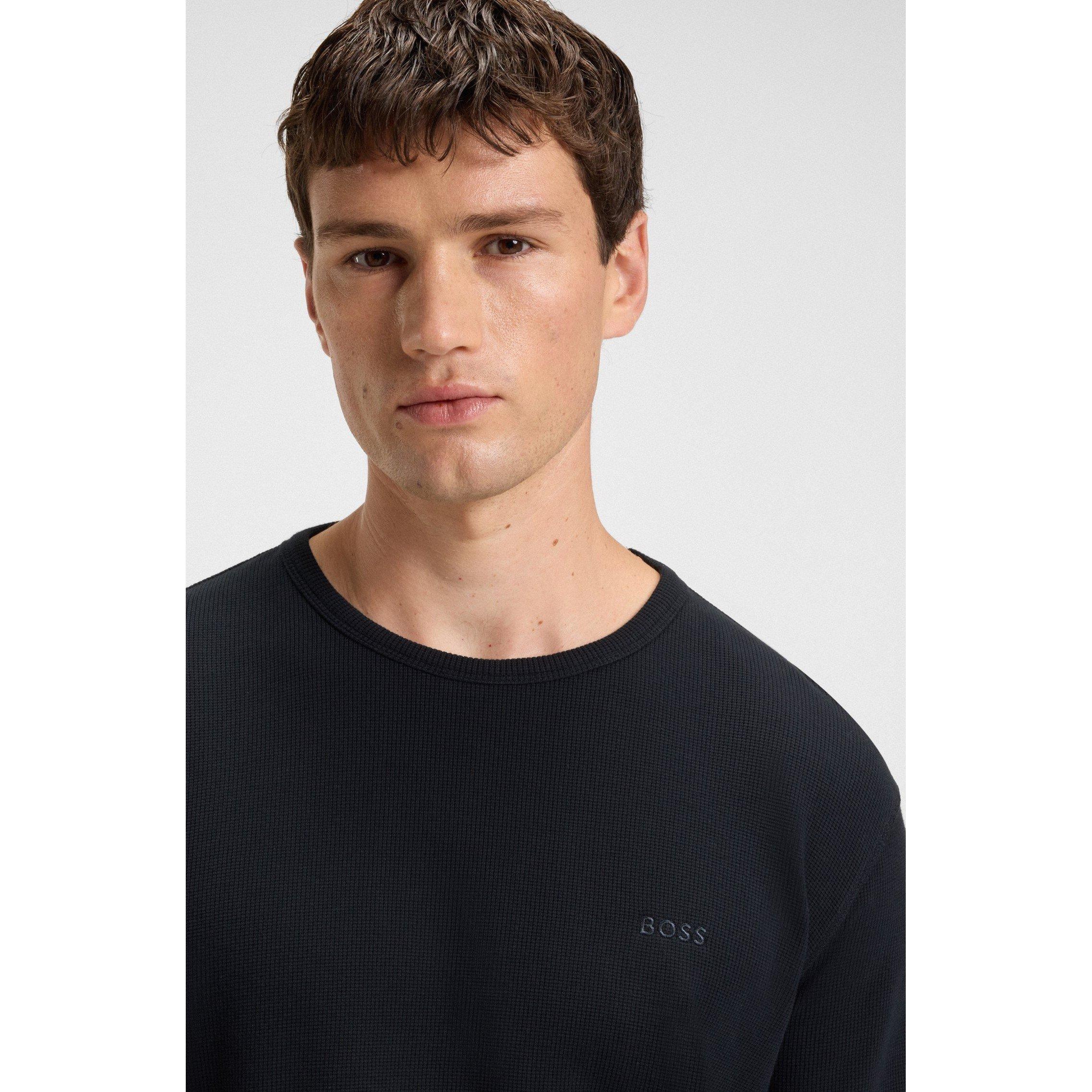 Dark Blue - Boss - Men's Tempesto Long-Sleeve Cotton Crew-Neck Polo Shirt - 4