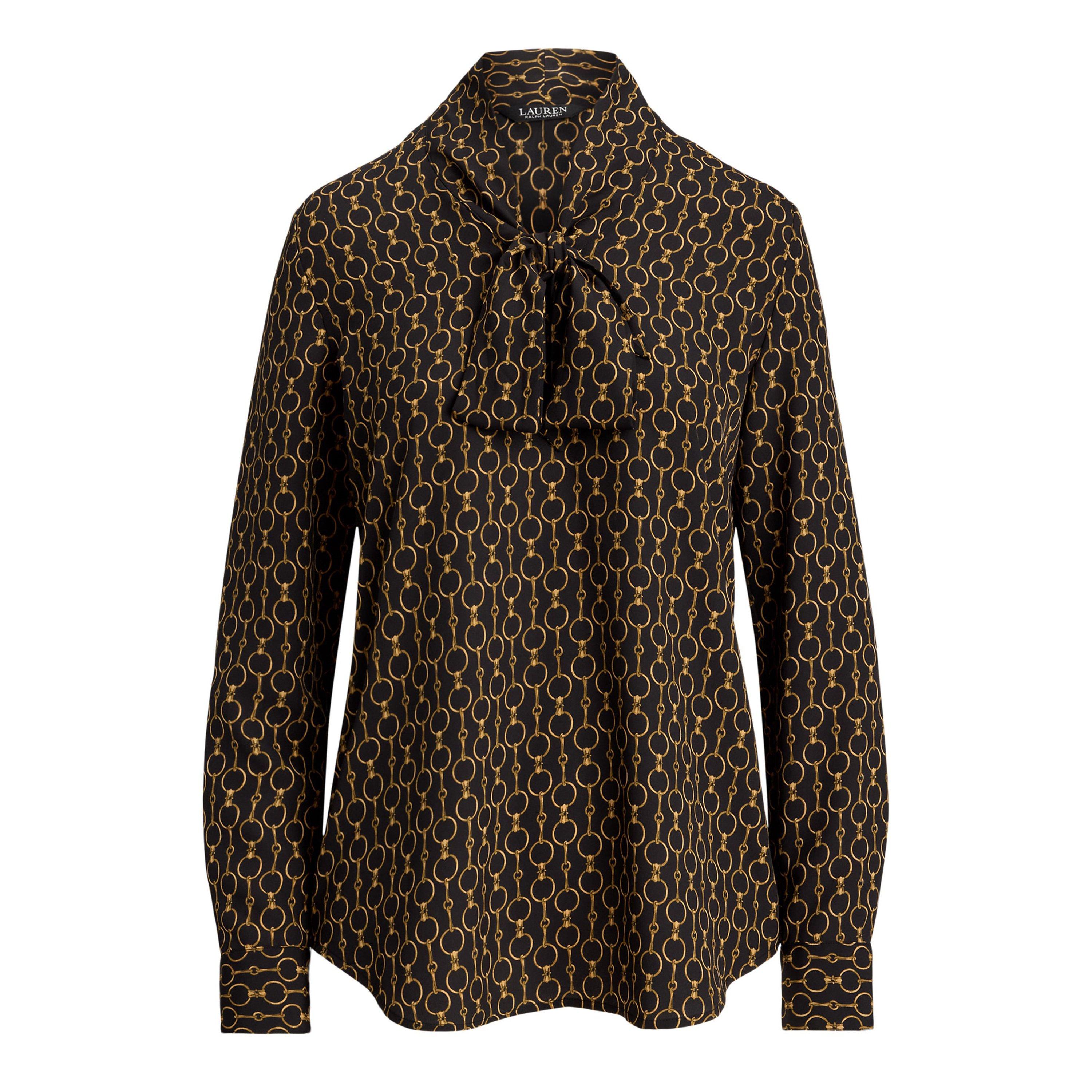 Black Multi - Lauren by Ralph Lauren - Women's Long-Sleeve Blouse - 1