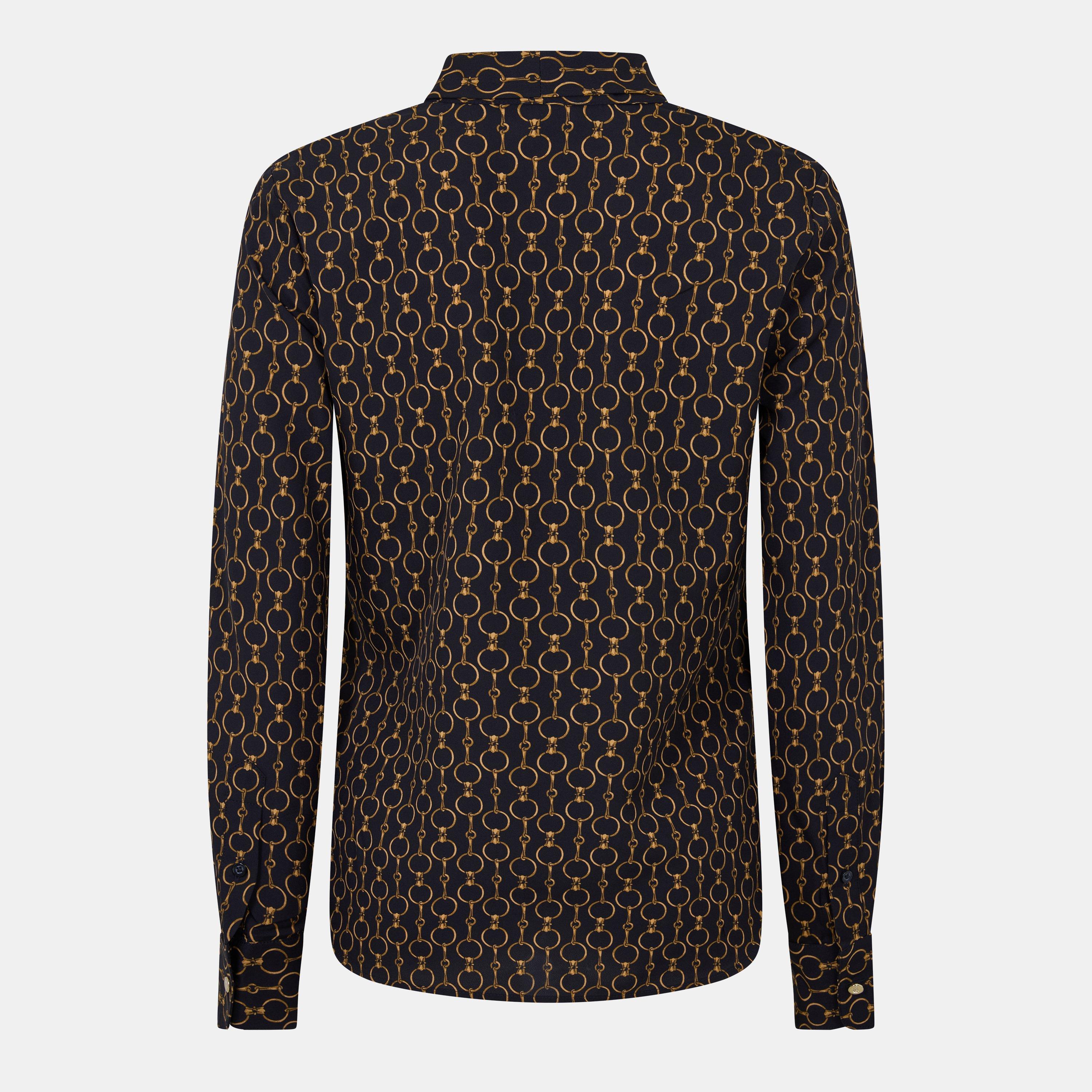 Black Multi - Lauren by Ralph Lauren - Women's Real Leather Long-Sleeve Blouse - 2