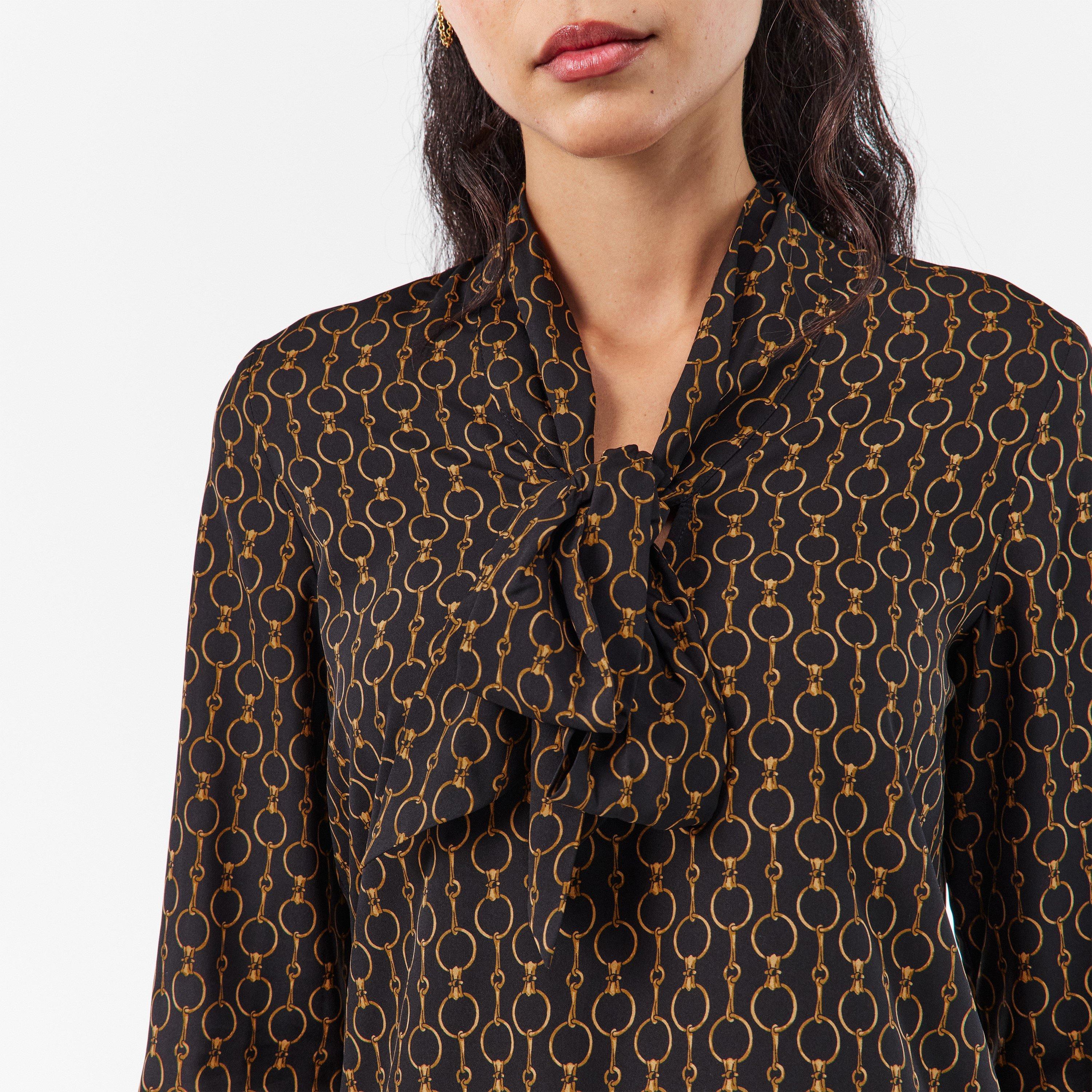 Black Multi - Lauren by Ralph Lauren - Women's Real Leather Long-Sleeve Blouse - 5