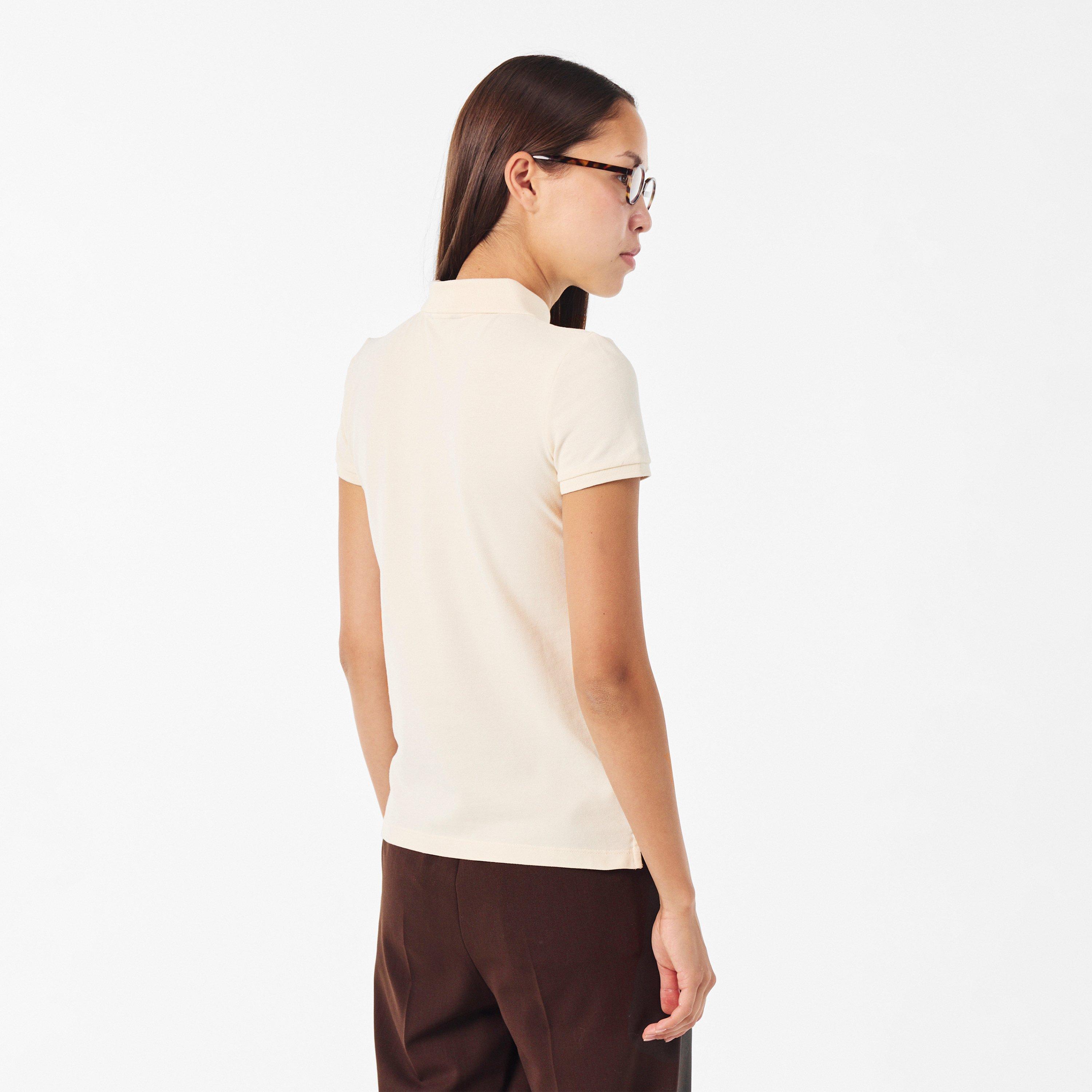 Masc Cream - Lauren by Ralph Lauren - Women's Real Leather Short-Sleeve Polo Shirt - 4