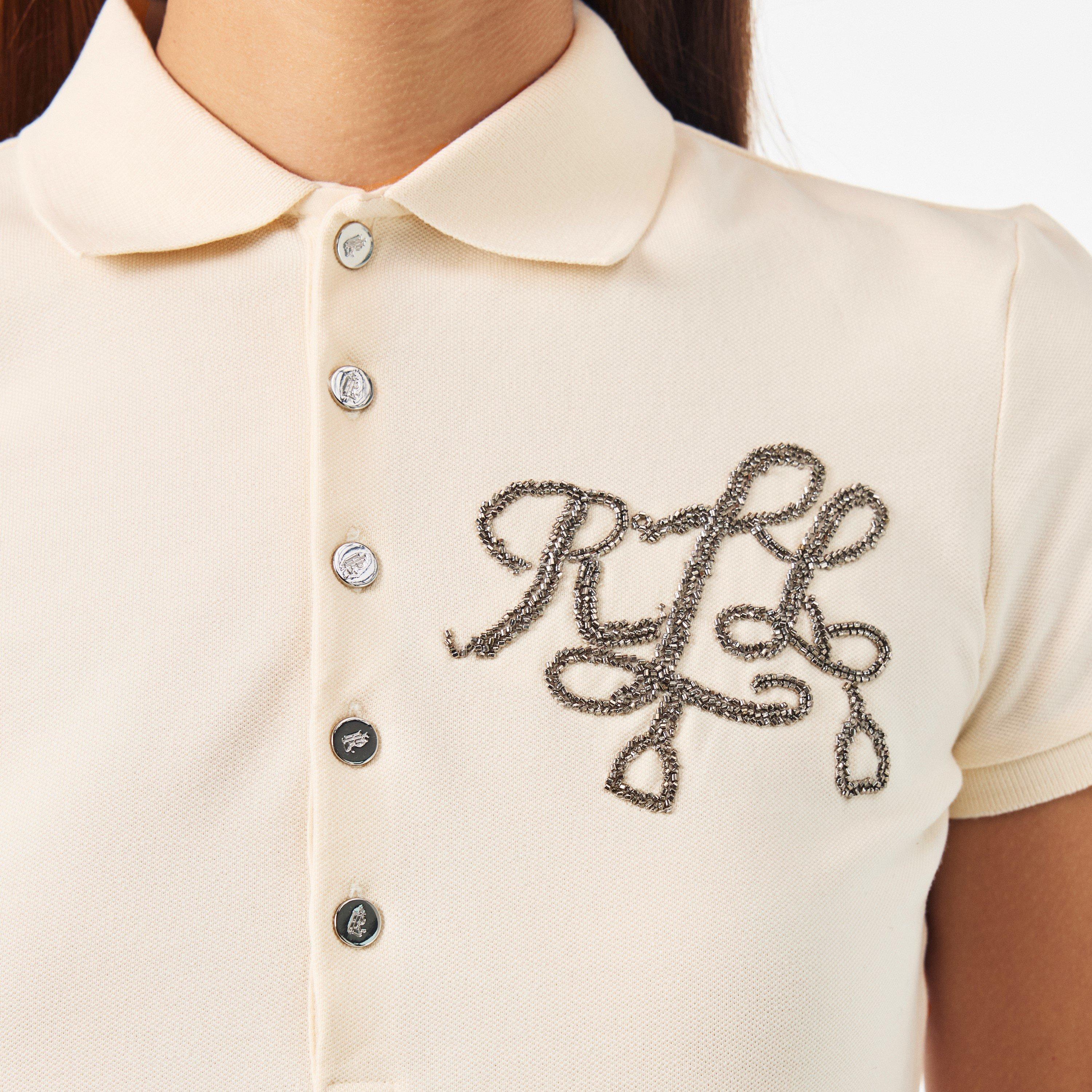 Masc Cream - Lauren by Ralph Lauren - Women's Real Leather Short-Sleeve Polo Shirt - 5