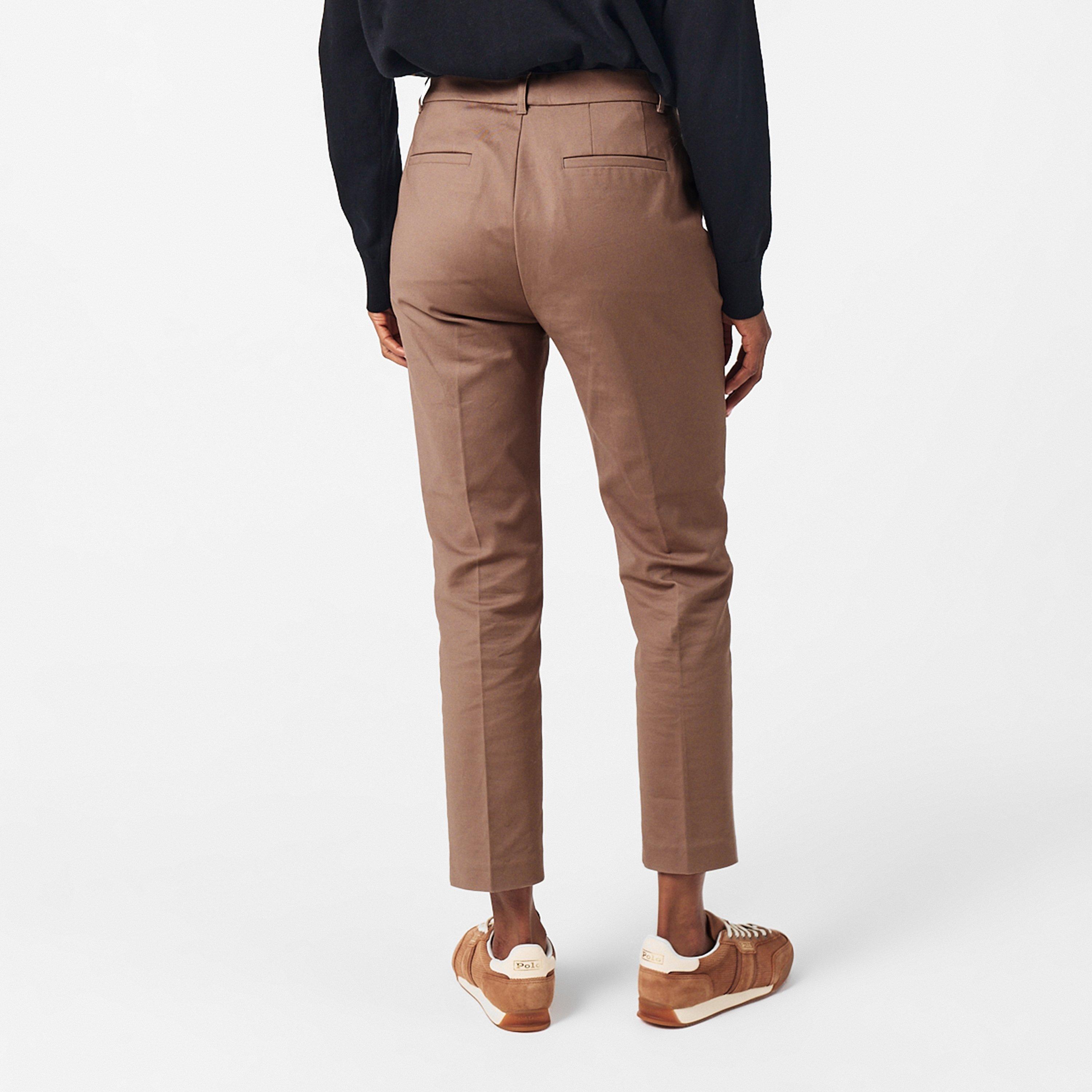 Taupe Brown - Lauren by Ralph Lauren - Women's Lakythia Real Leather Straight Leg Trousers - 4