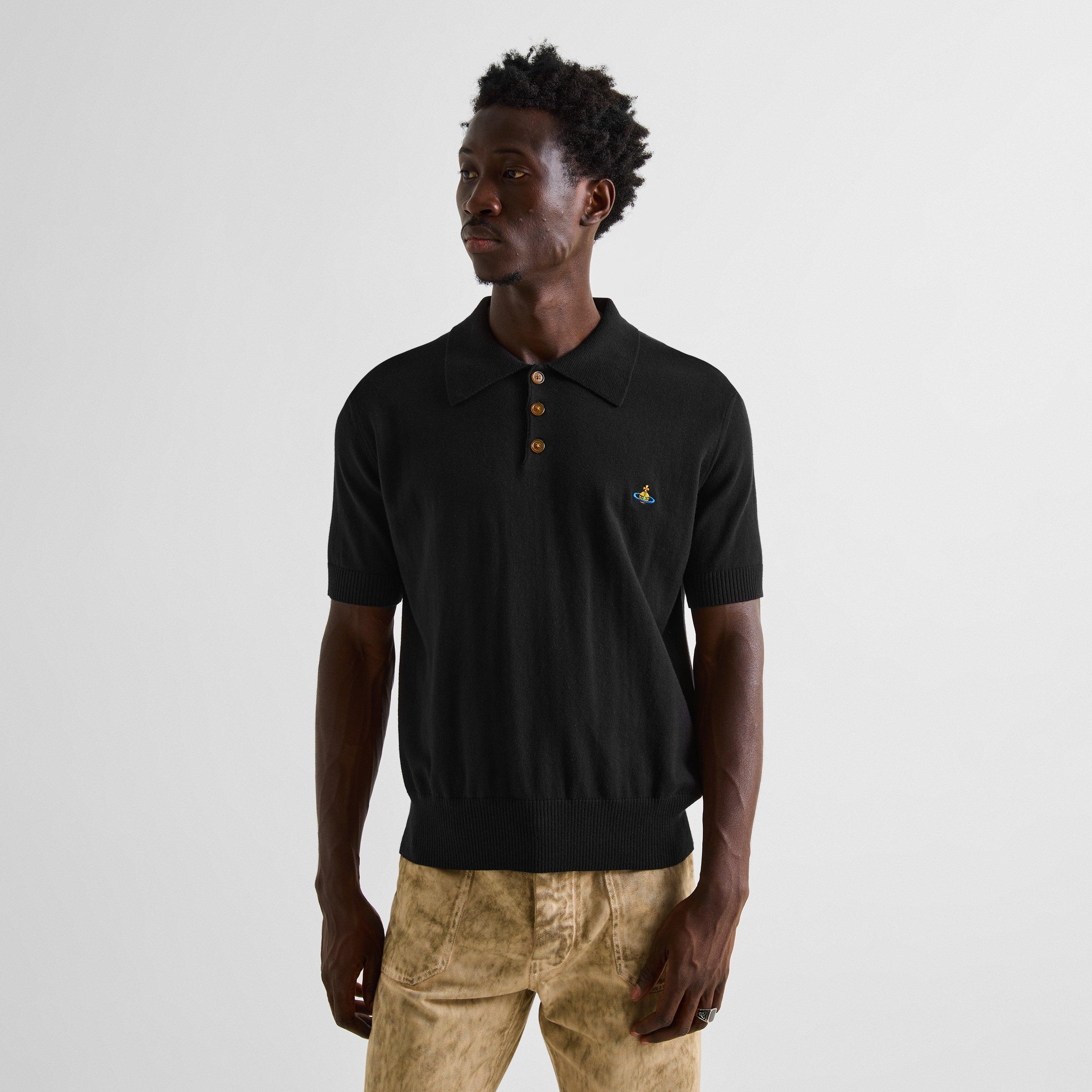 Black - Vivienne Westwood - Men's Marco Cotton Cashmere Slim-Fit Short-Sleeve Polo - 3