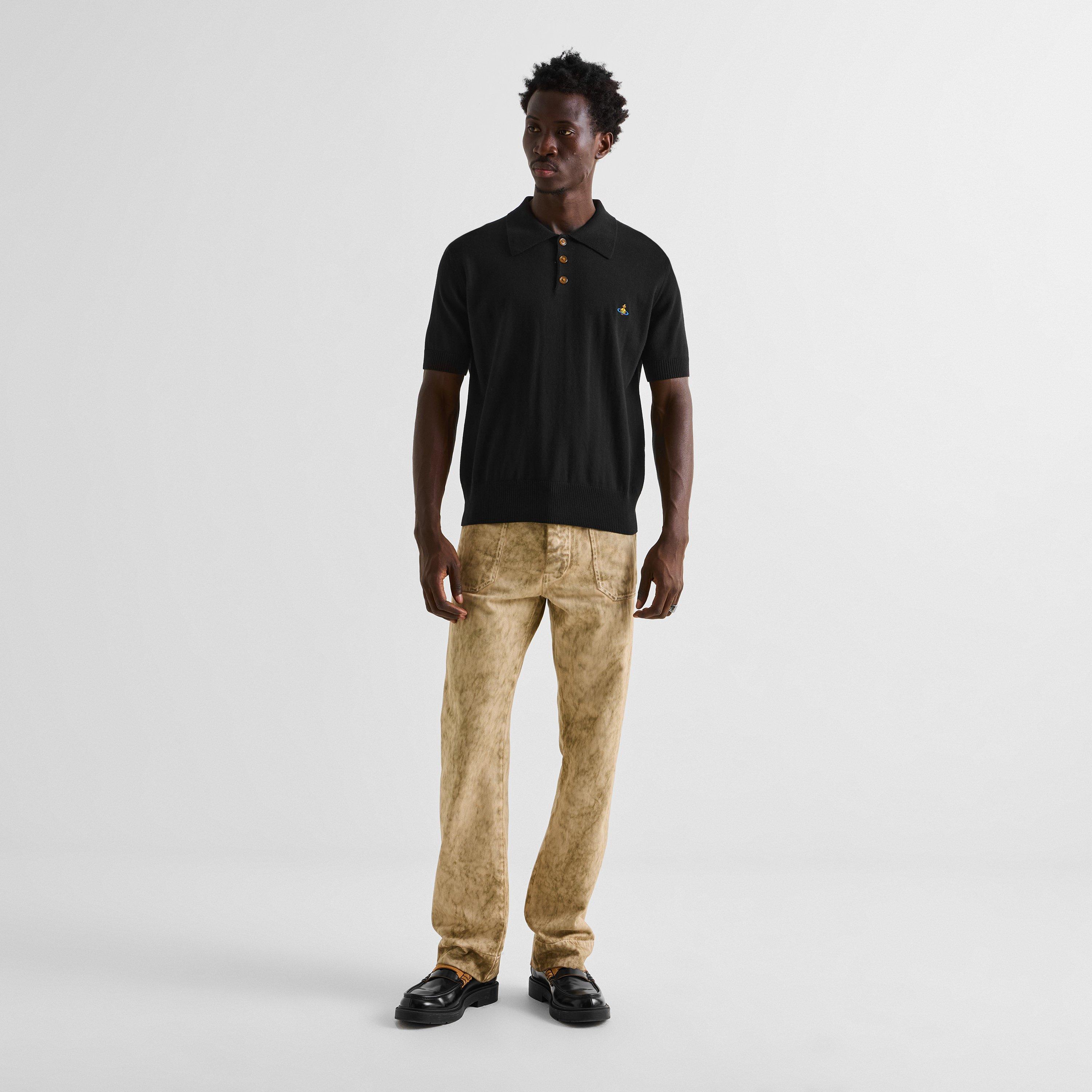 Black - Vivienne Westwood - Men's Marco Cotton Cashmere Slim-Fit Short-Sleeve Polo - 6