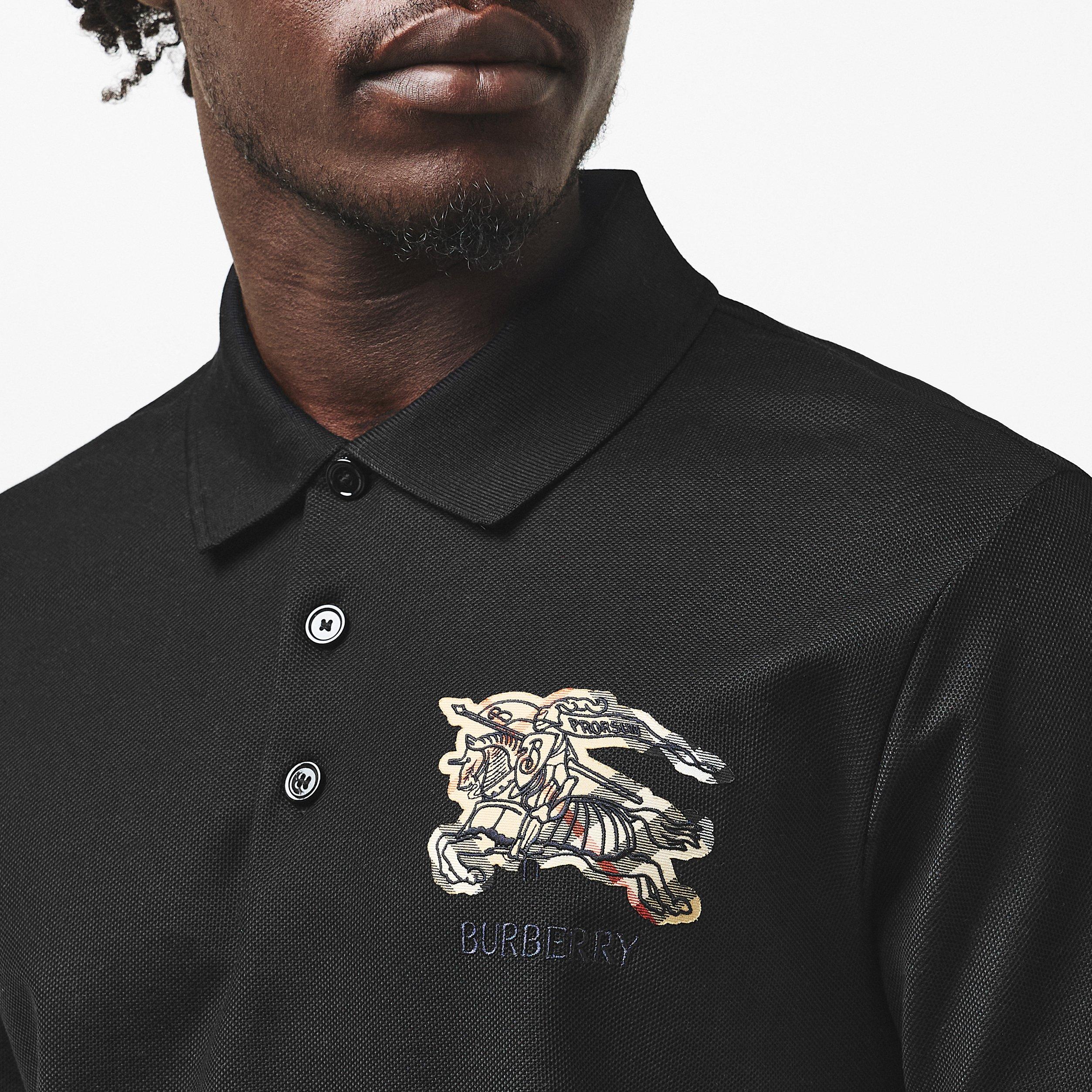 Black - Burberry - Men's Short-Sleeve Polo - 5