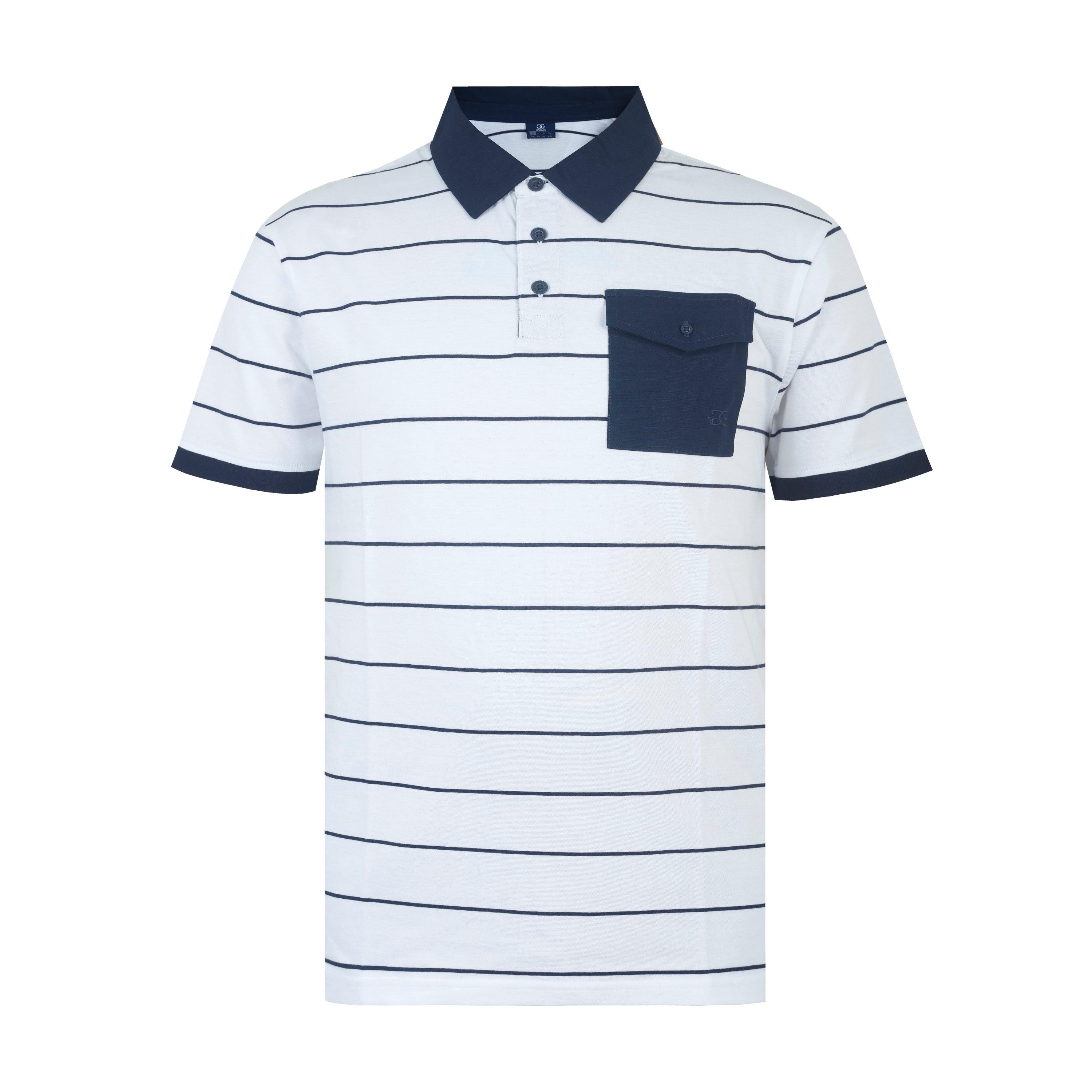 Giorgio Men's Stripe Short-Sleeve Polo Shirt - White/Navy - 2X Large