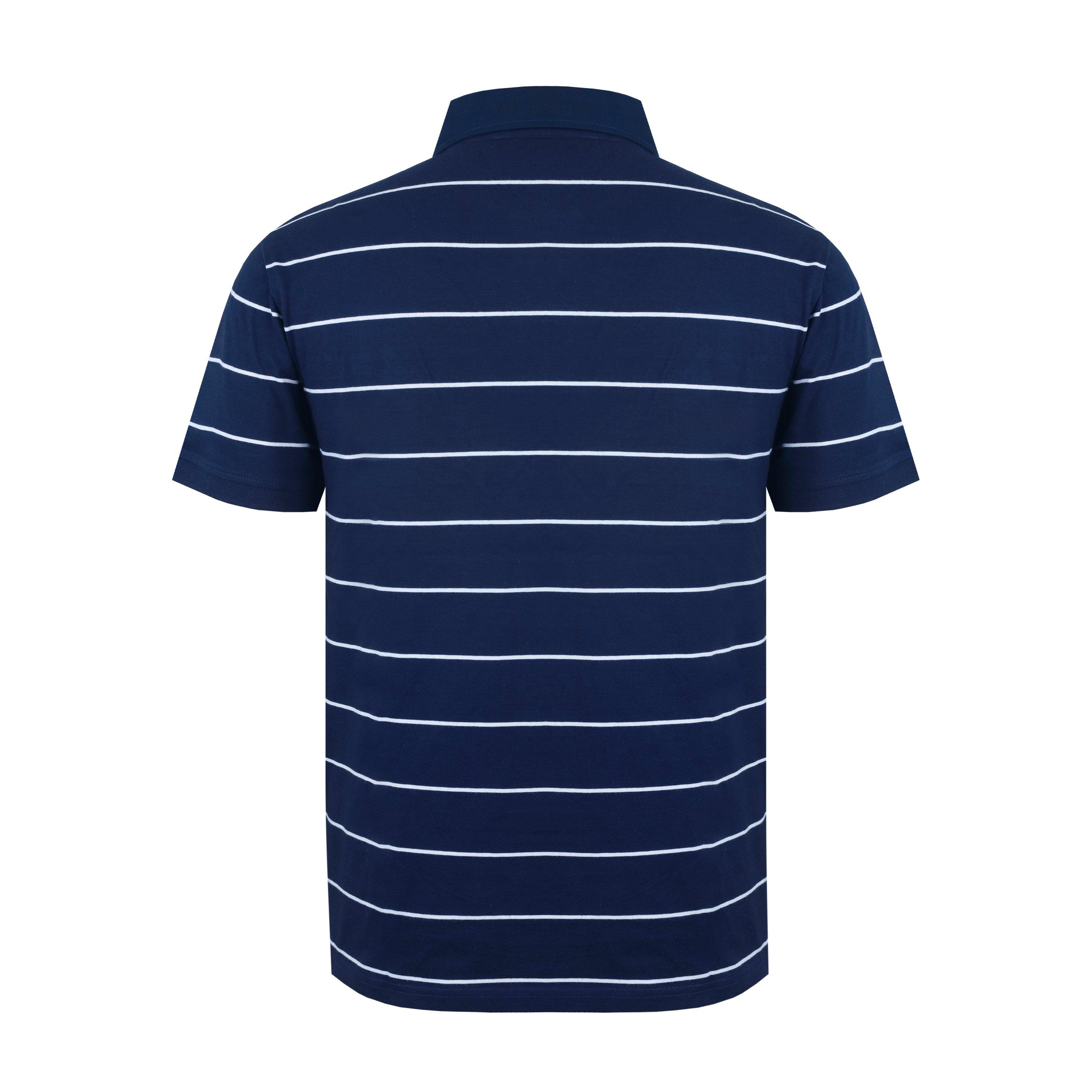 Navy/White - Giorgio - Stripe Short-Sleeve Polo Shirt - 2