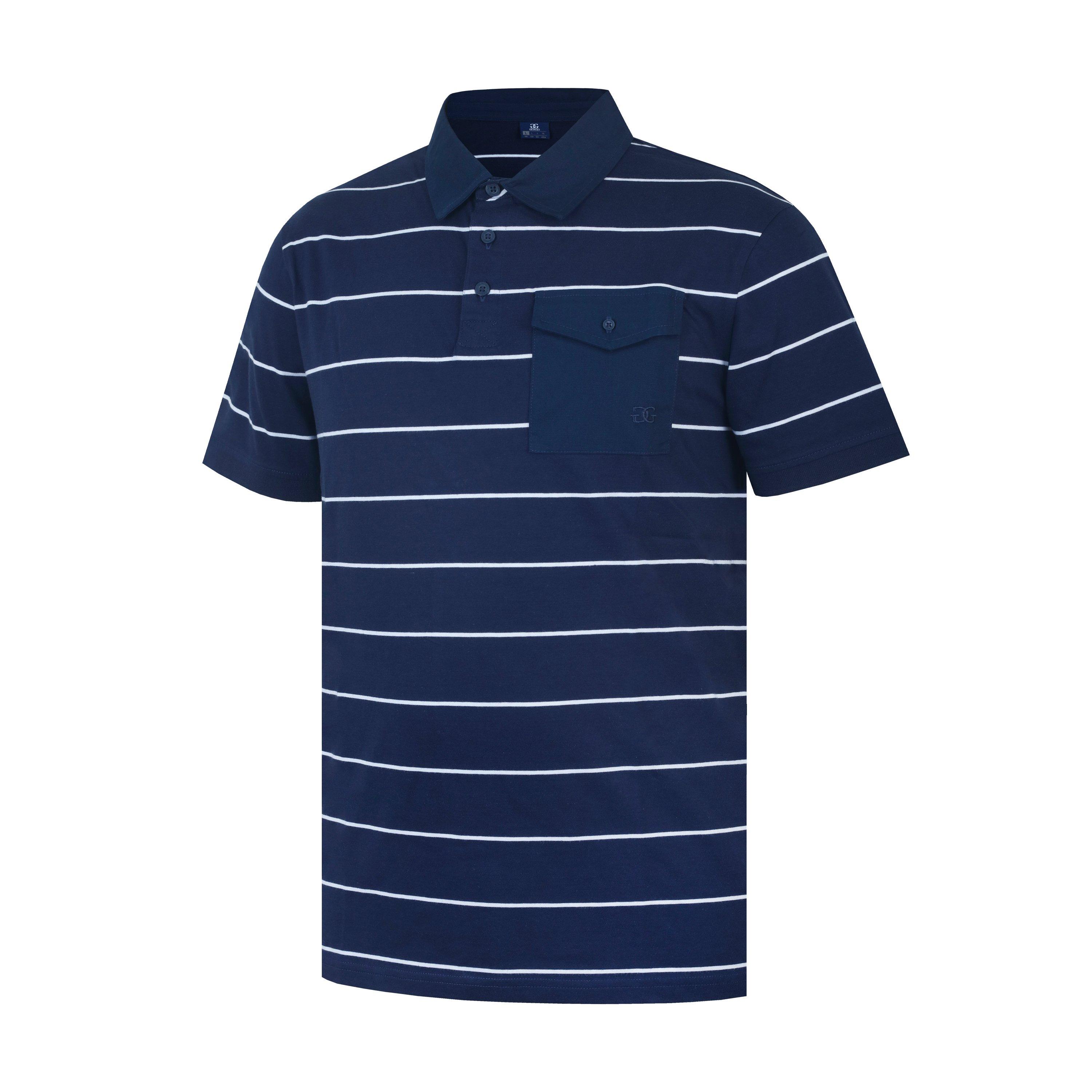 Navy/White - Giorgio - Stripe Short-Sleeve Polo Shirt - 3