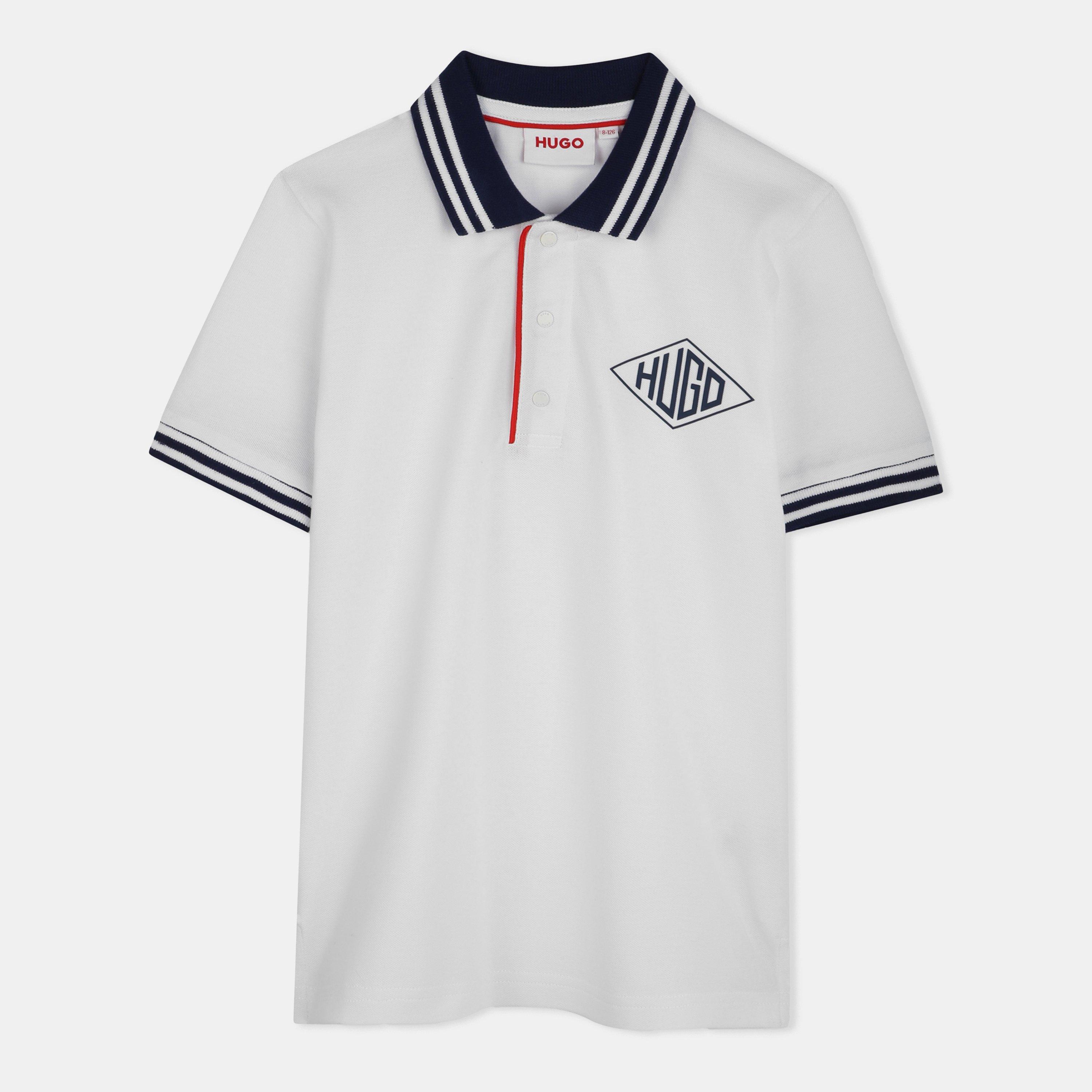 White - Hugo - Kids' Geo Print Short-Sleeve Polo Shirt - 1
