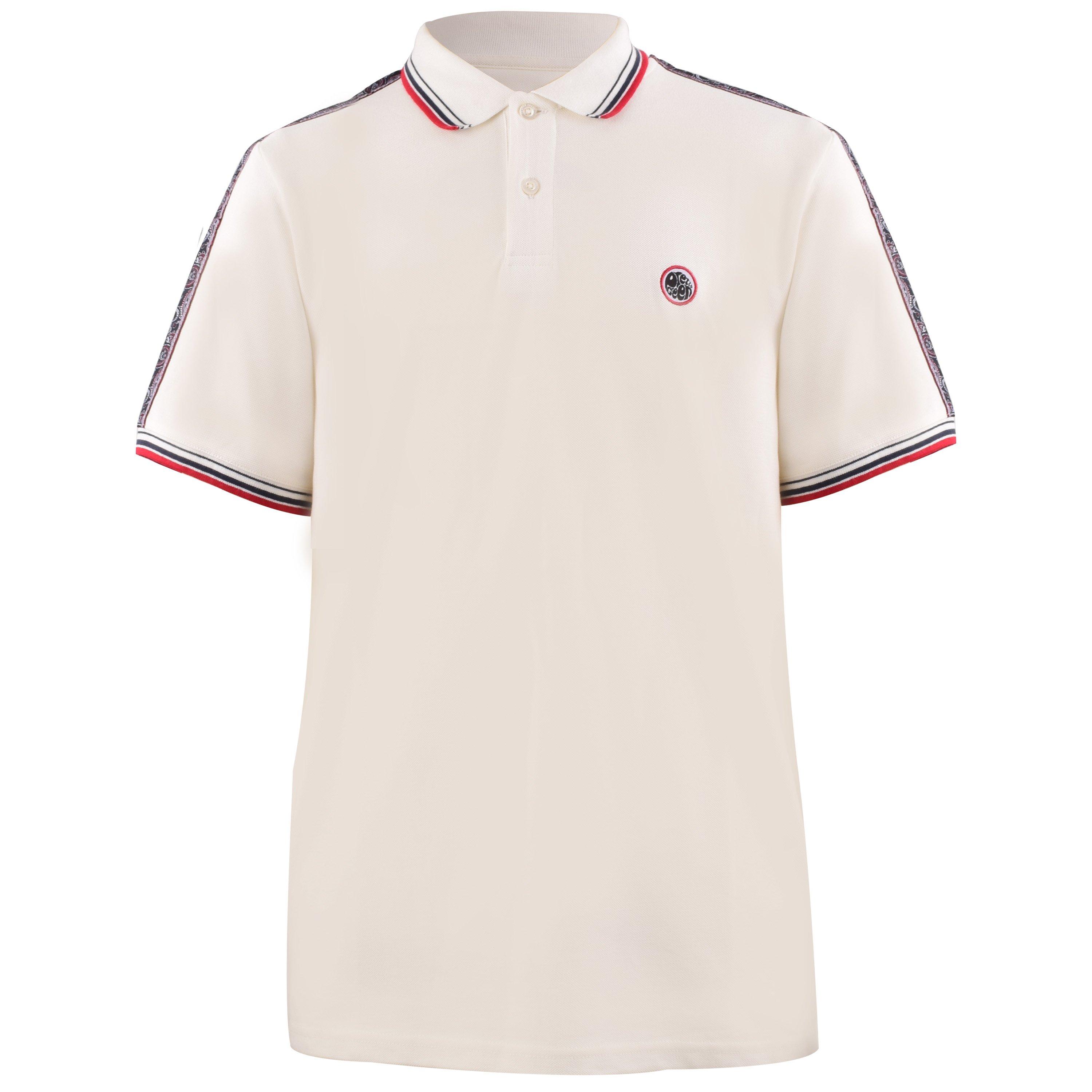 White - Pretty Green - Men's Eclipse Tape Short-Sleeve Polo Shirt - 1