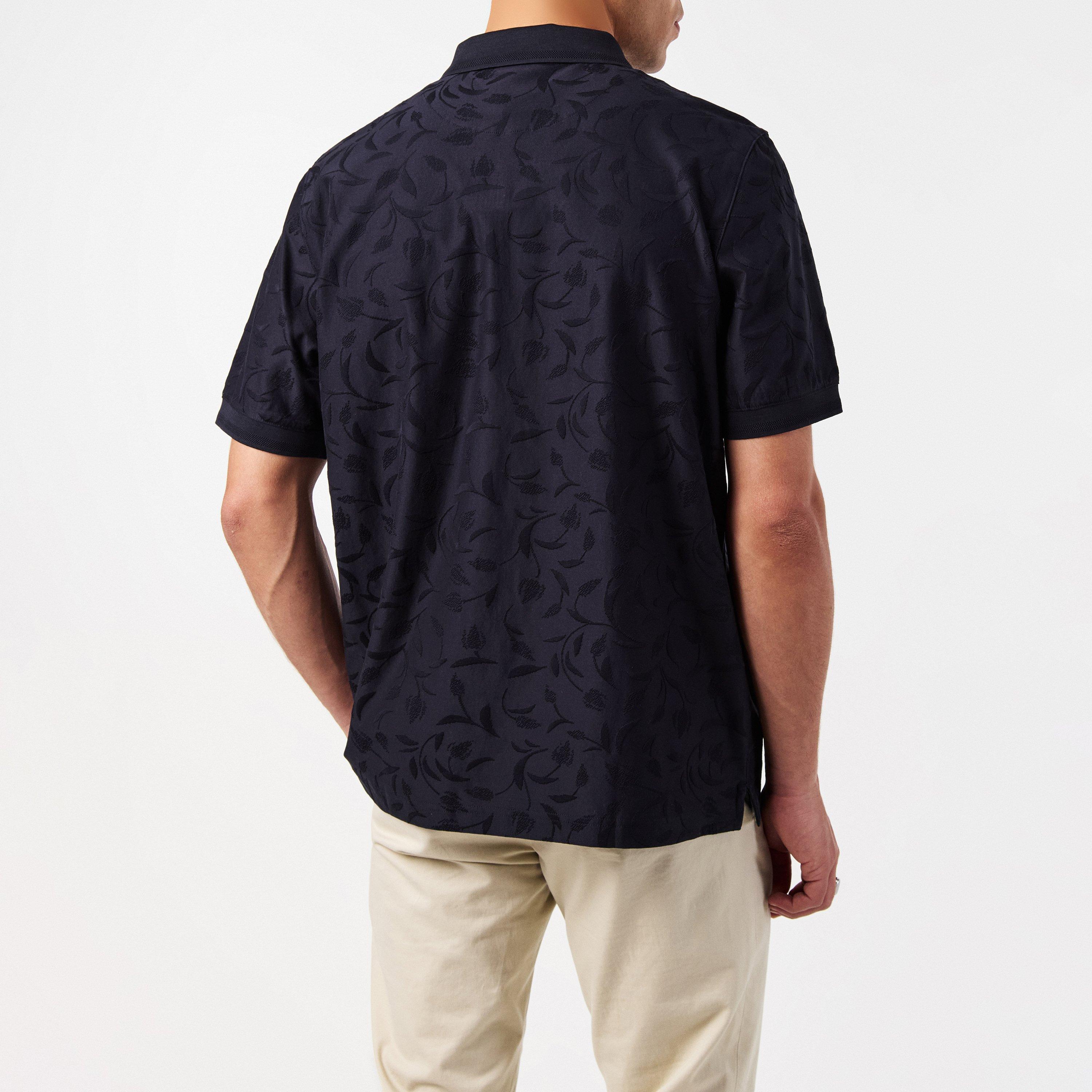 Navy - Ted Baker - Men's Half-Zip Short-Sleeve Polo Shirt - 4