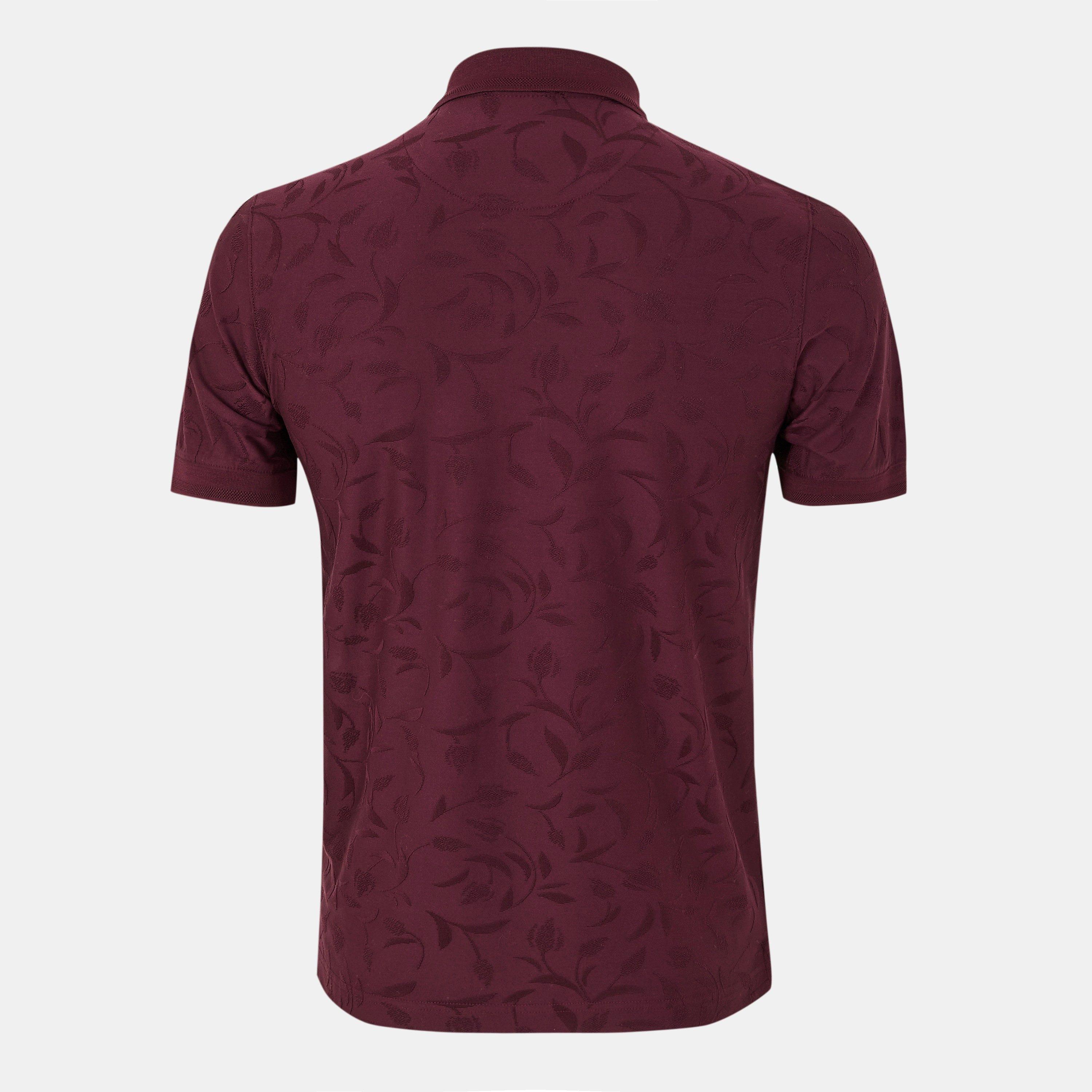 Maroon - Ted Baker - Half-Zip Short-Sleeve Polo Shirt - 2