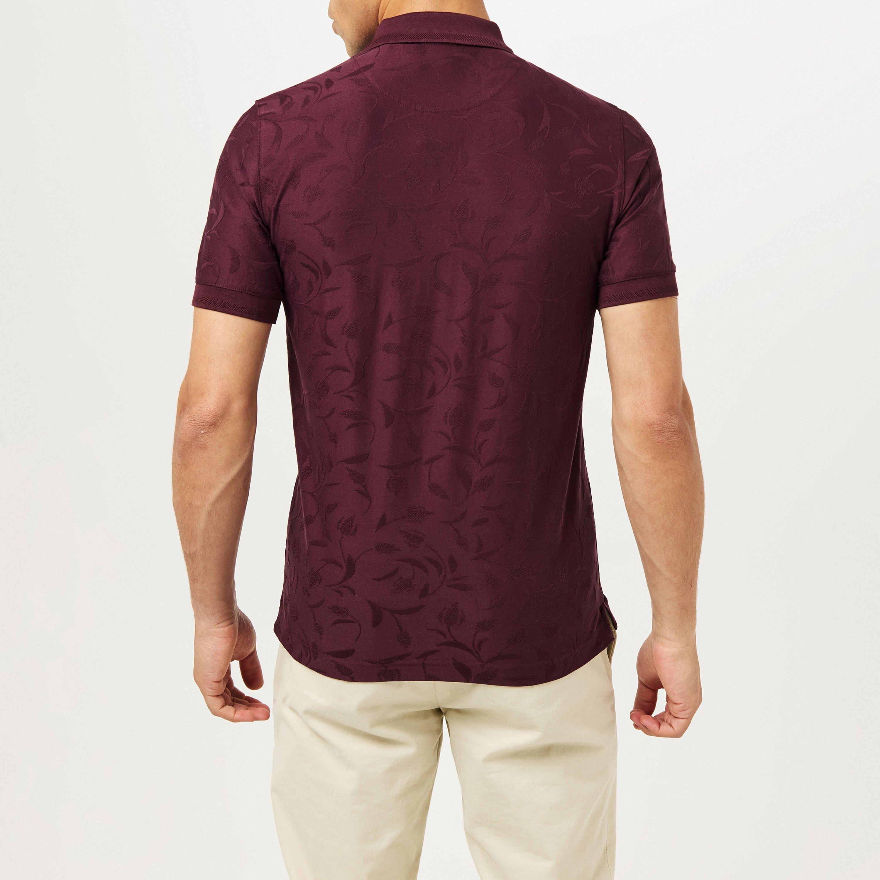 Maroon - Ted Baker - Half-Zip Short-Sleeve Polo Shirt - 4