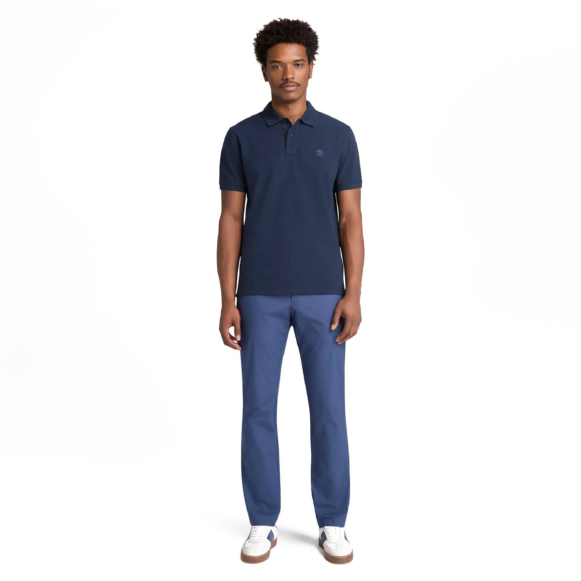 Saphir foncé - Timberland - Men's Millers River Pique Cotton Short-Sleeve Polo Shirt - 4