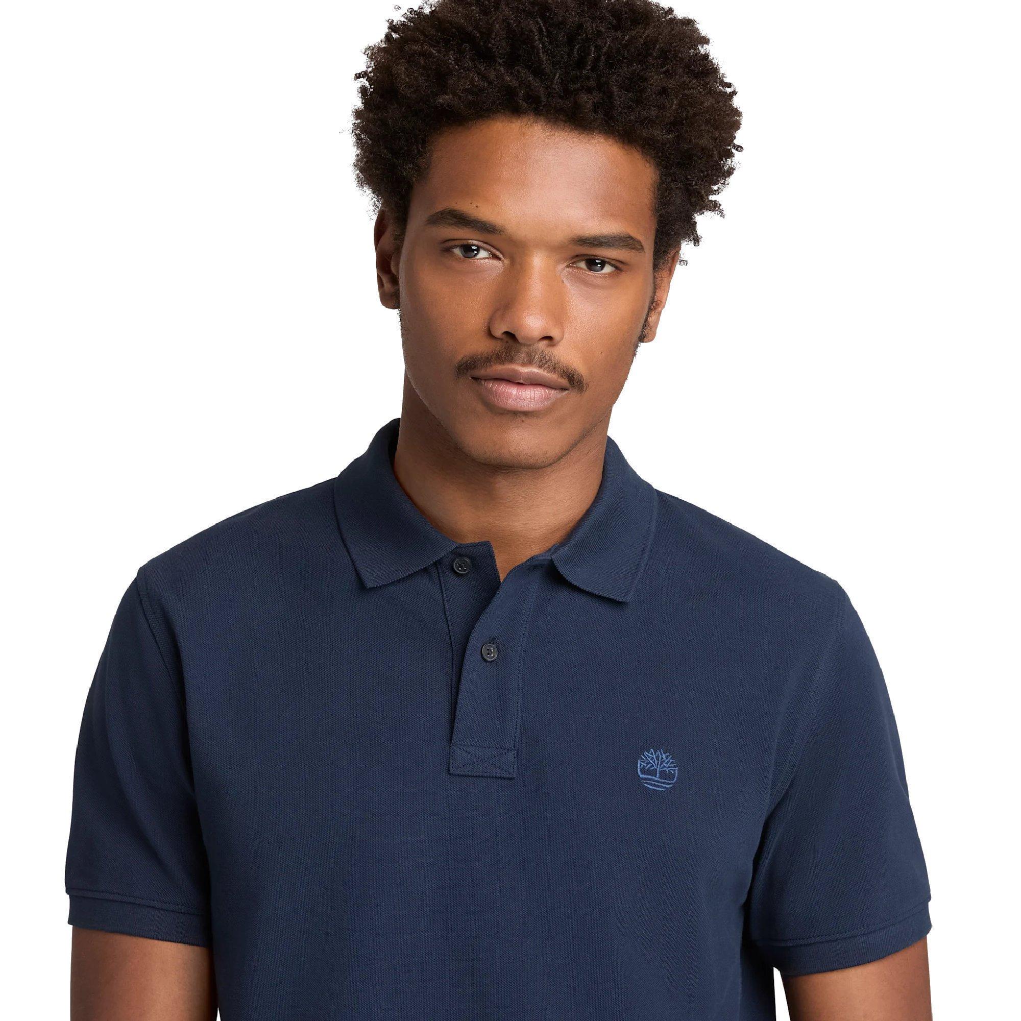 Saphir foncé - Timberland - Men's Millers River Pique Cotton Short-Sleeve Polo Shirt - 5